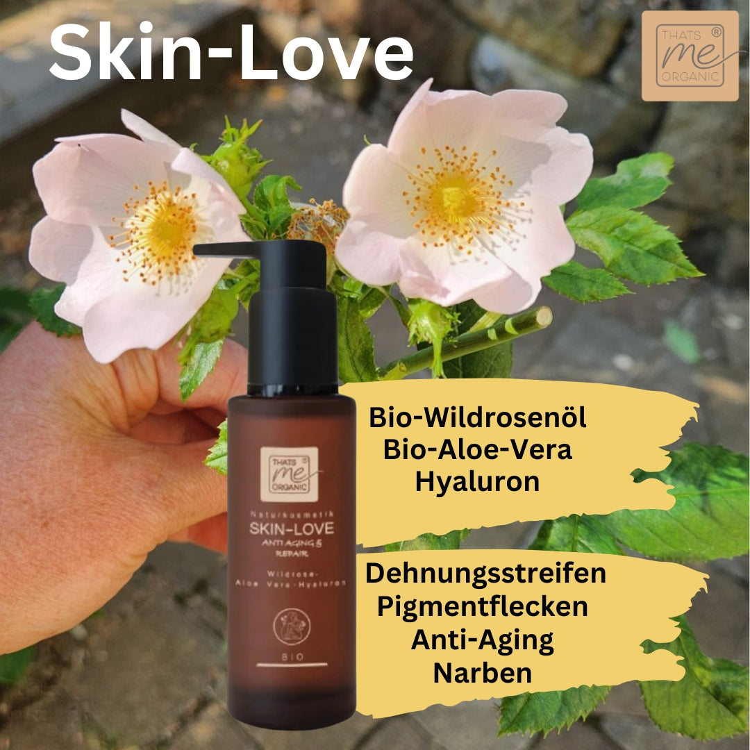 SKIN-LOVE - Wildrosen Serum mit Aloe Vera & Hyaluron Bio-Naturkosmetik 100ml