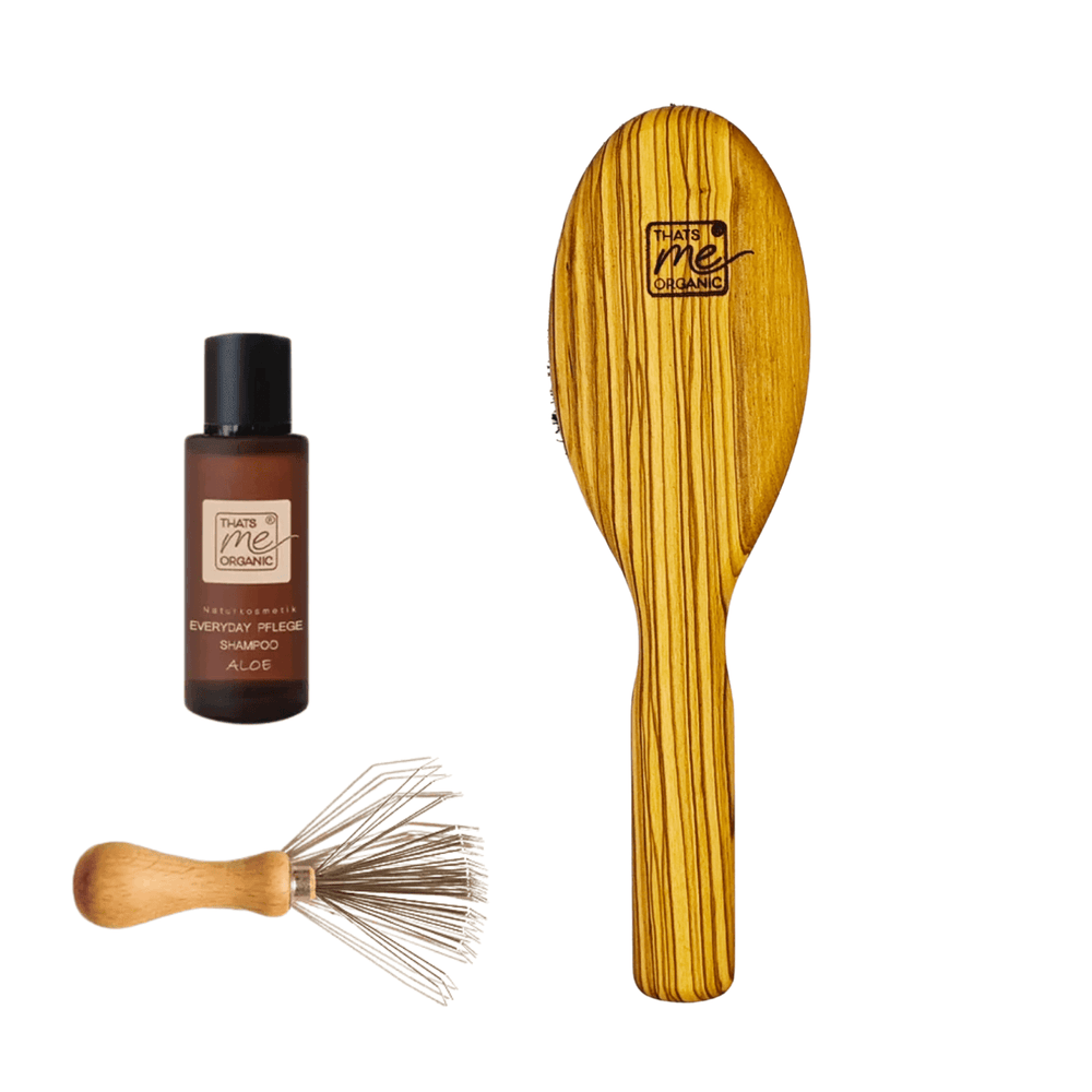 Bio Bürsten Set Mediterrane Bürste für die Haare mit Wildschweinborsten