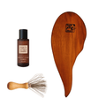 Bio Bürsten Set aus drei teilen Shampoo, Bürstenreiniger und Echtholz Haarbürste mit Wildschweinborsten
