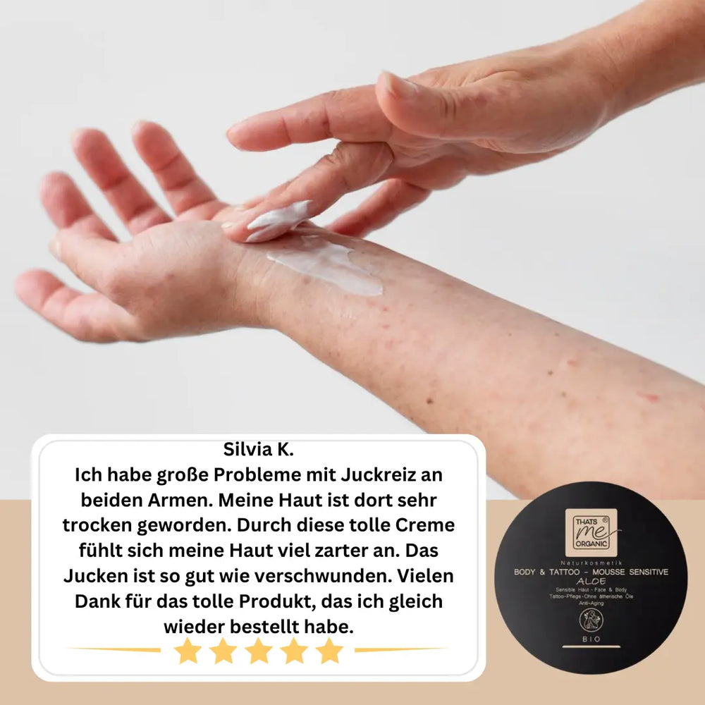 BIO-Body + Tattoo-Mousse sensitive Körperbutter Aloe mit Hyaluron 200ml Naturkosmetik