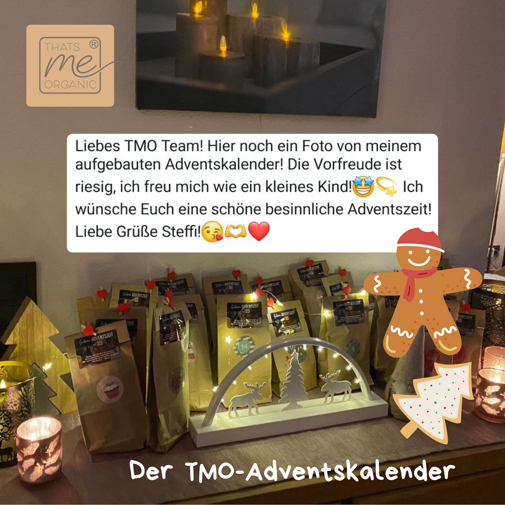 Die 24 Tüten des Adventskalenders mit einer Bewertung auf dem Foto