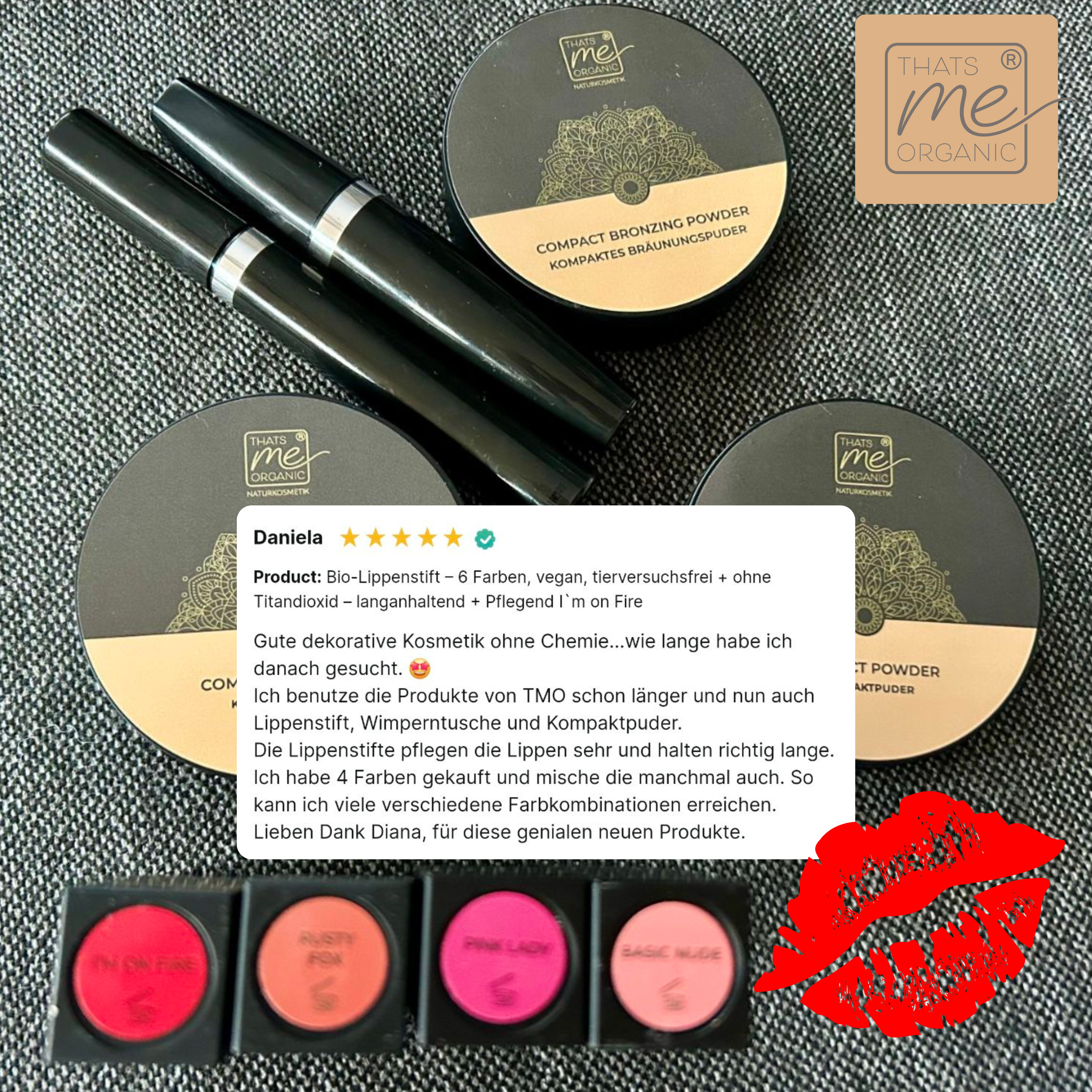 Bio-Lippenstift – 6 Farben, vegan, tierversuchsfrei + ohne Titandioxid – langanhaltend + Pflegend