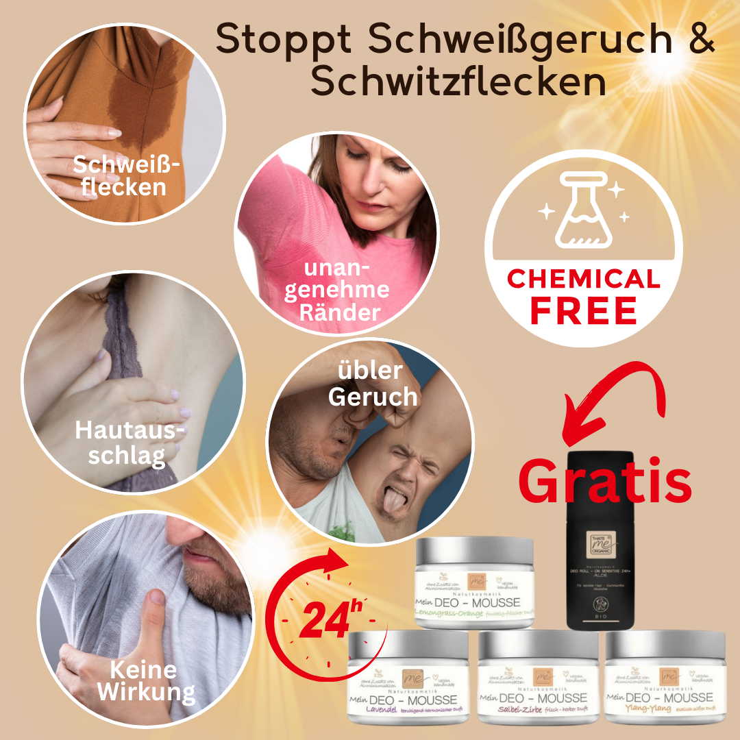 Die 24h+ Deo Kollektion - Alle 4 Deo-Mousse + GRATIS 24h Deo Roller geschenkt