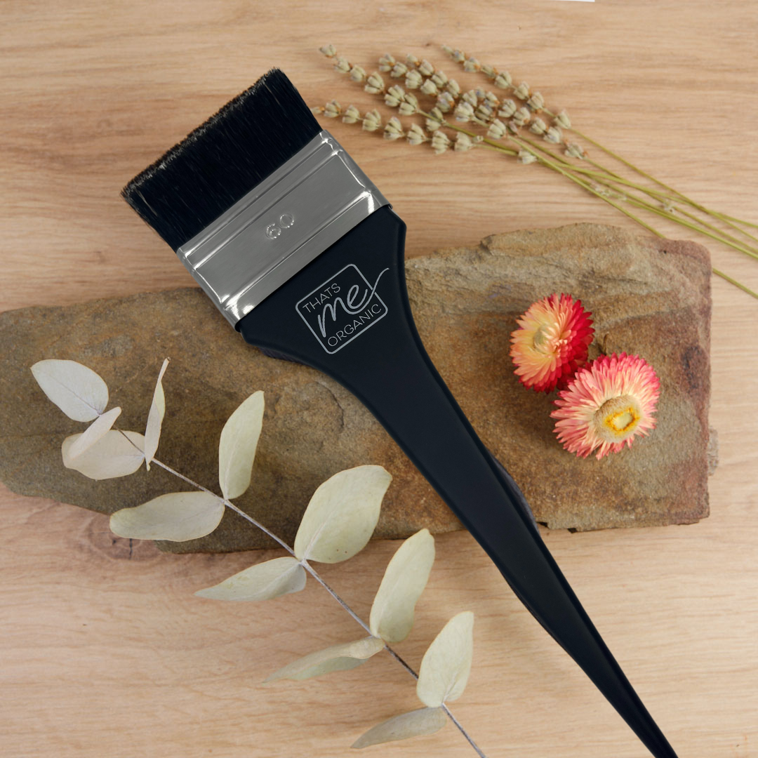 Pennello ergonomico in legno per tinture per capelli alle erbe, 60 mm, legno/acciaio inossidabile, setola di cinghiale nera
