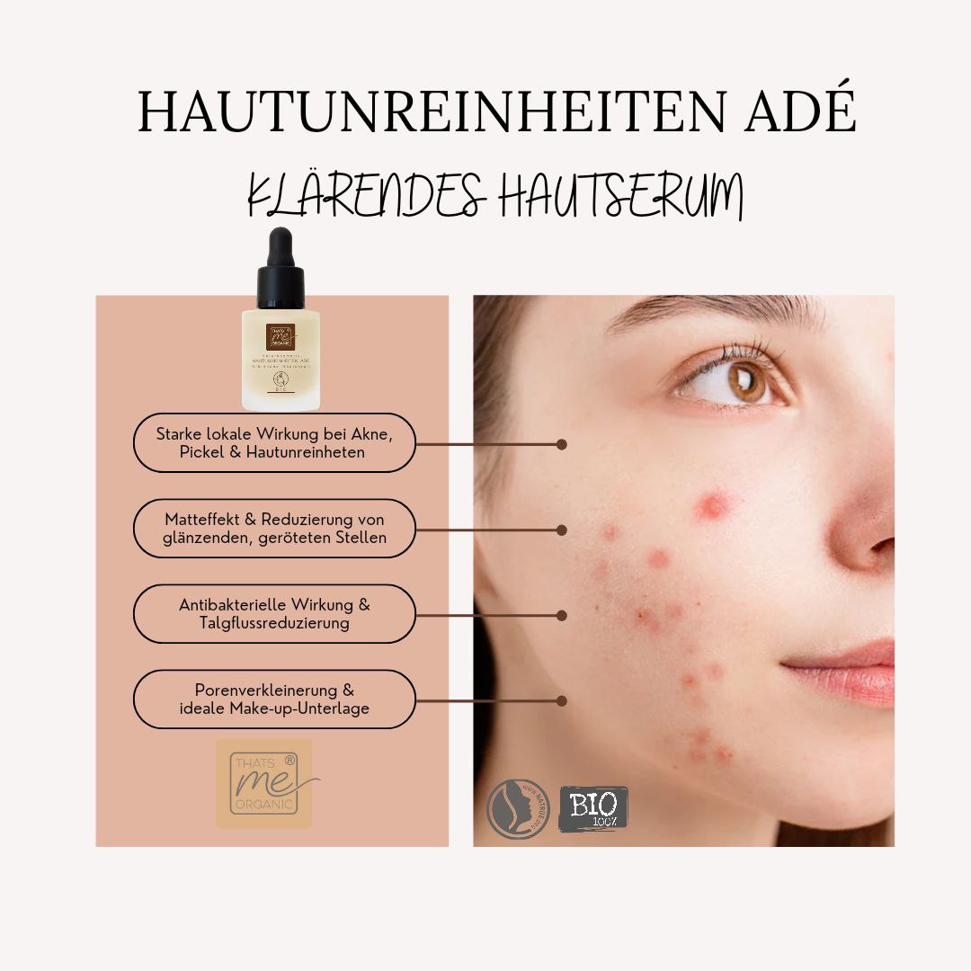 IMPURITÀ DELLA PELLE BIOLOGICA ADÉ - Siero chiarificante per la pelle con acido ialuronico 15ml cosmetici naturali 