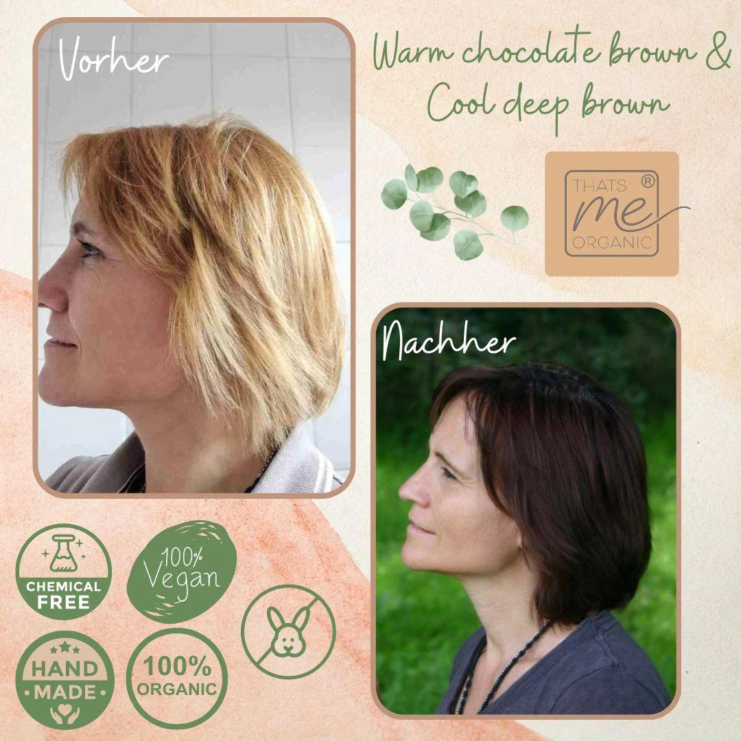 Profi-Pflanzenhaarfarbe SET warmes Schokoladen-Braun "warm chocolate brown"