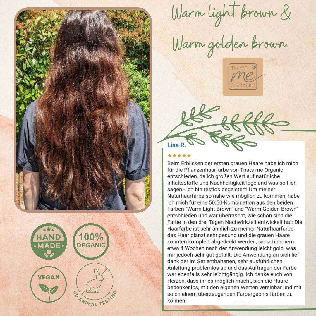 Professional plant hair color SET warm golden brown "warm golden brown"