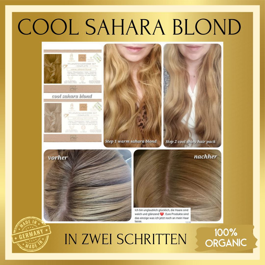 Profi-Pflanzenhaarfarbe kühles Sahara-Blond "cool sahara blond in 2-Steps" 2x 90g Nachfüllpacks