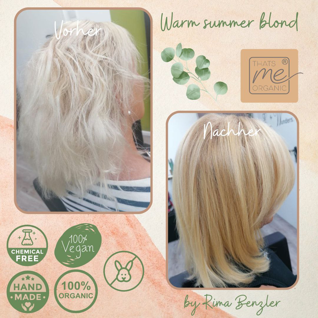 Colorazione professionale per capelli vegetali biondo caldo estivo "biondo caldo estivo" confezione di ricarica da 90 g - senza contenuto rosso