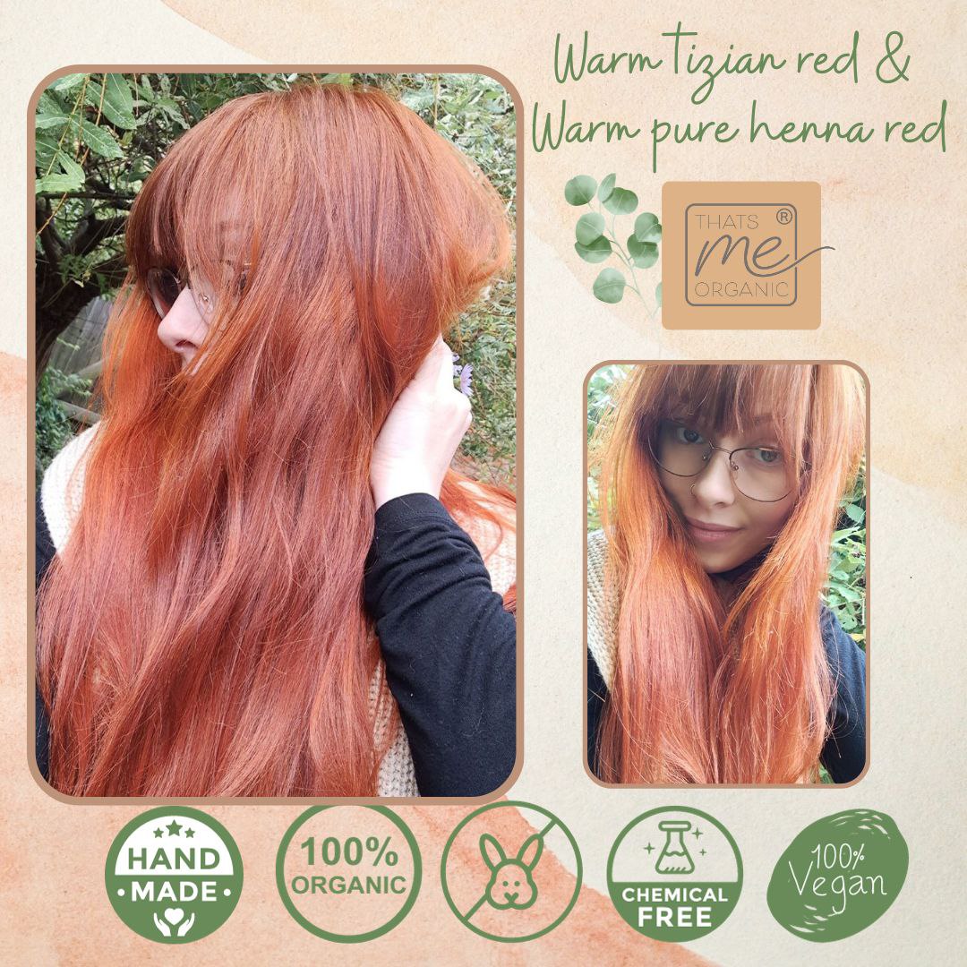 Professional plant hair color "warm red pure henna - warm pure henna red" 90g refill pack