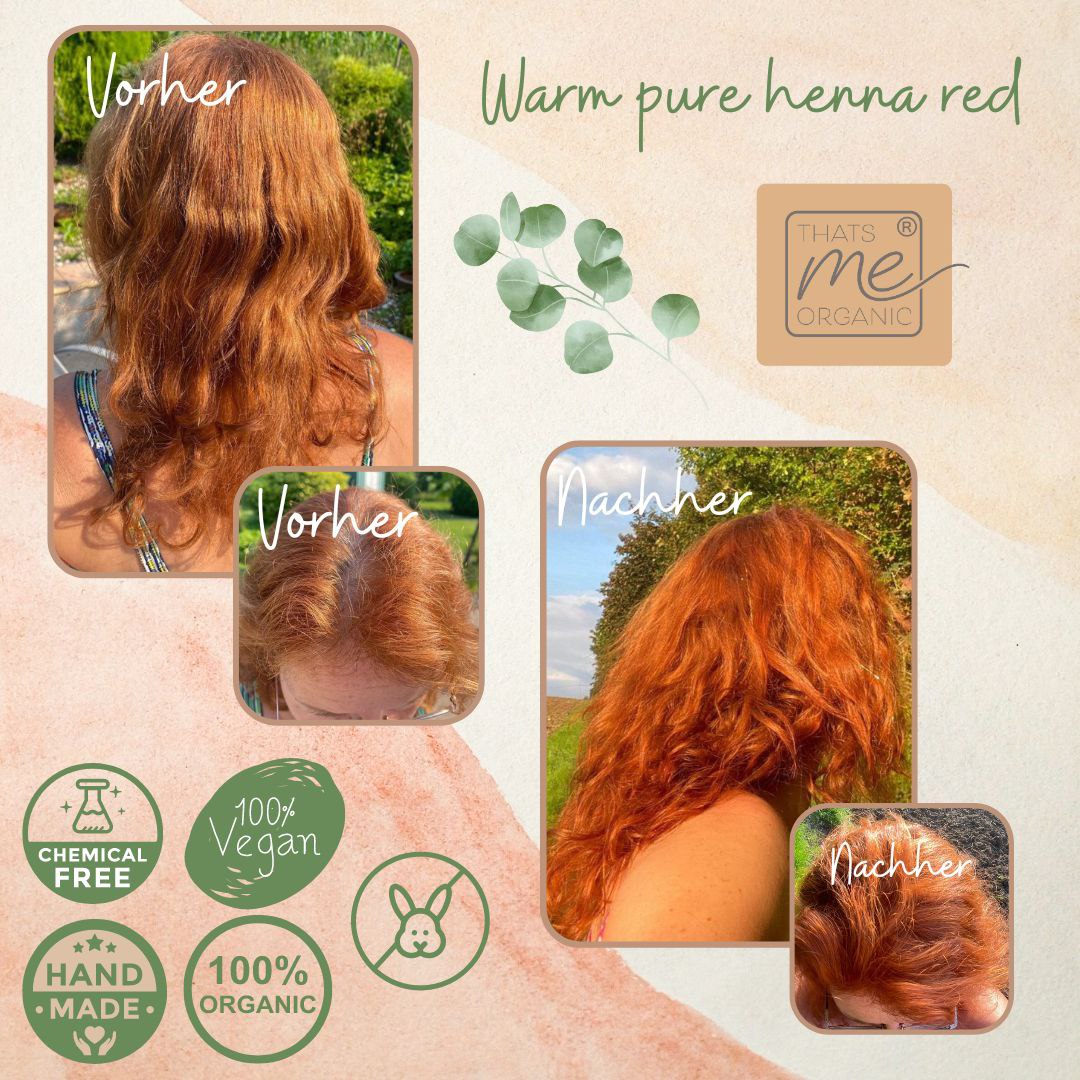 Professional plant hair color "warm red pure henna - warm pure henna red" 90g refill pack