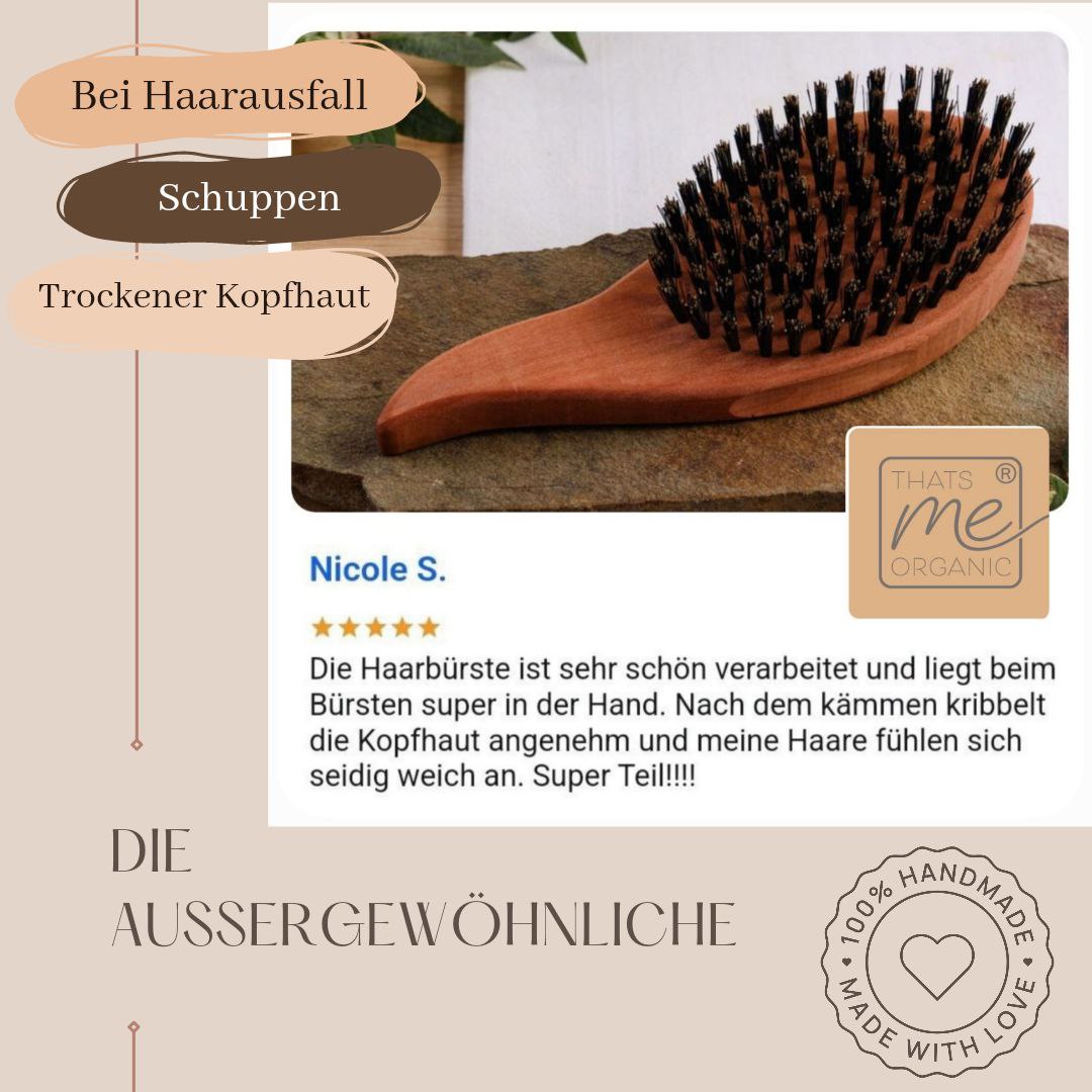 Profi-Haarbürste Tropfenform "Die Außergewöhnliche" aus Birnbaumholz & Wildschweinborste
