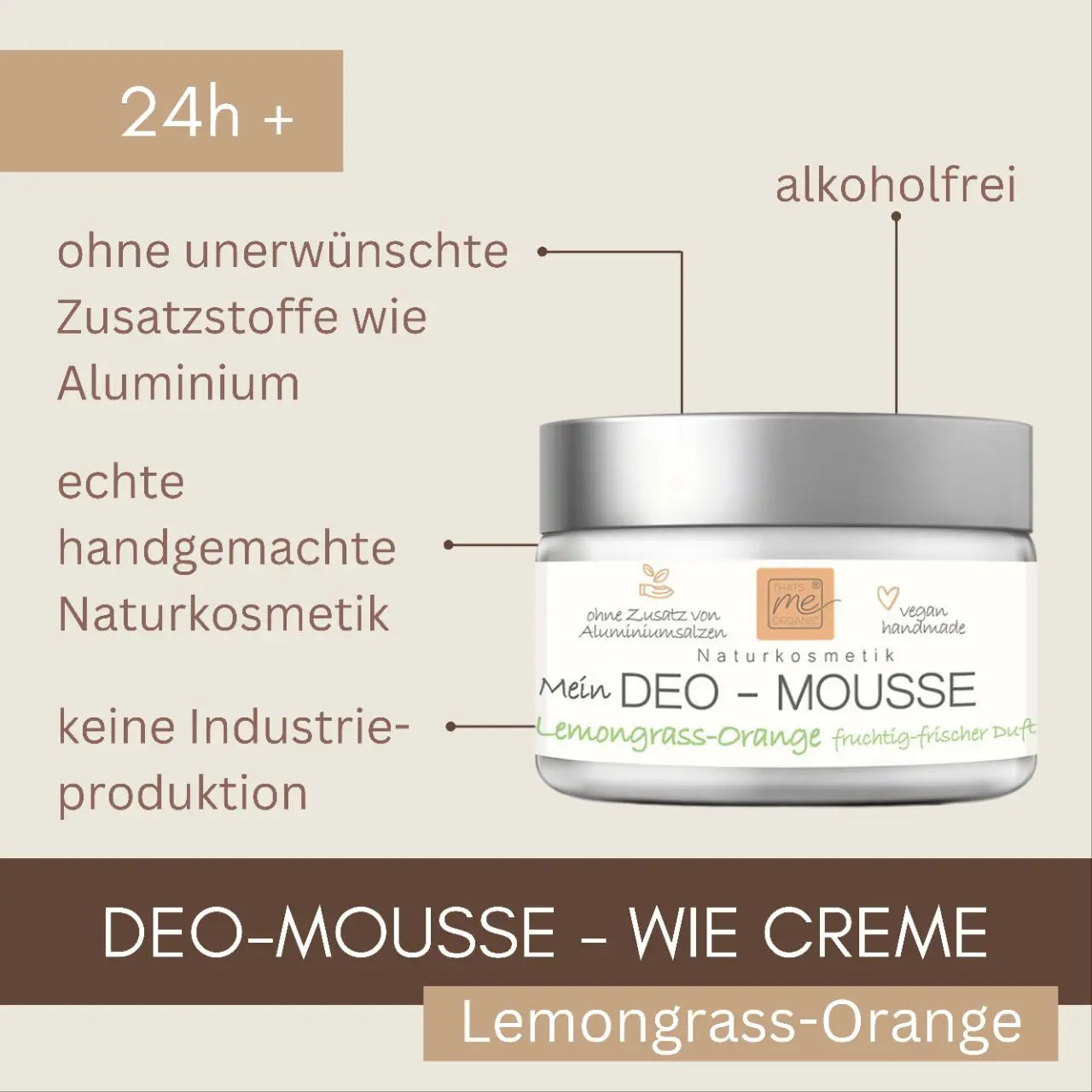 Deo-Mousse Lemongrass-Orange 24h+ Deo wie Creme ohne Aluminium Naturkosmetik 50ml