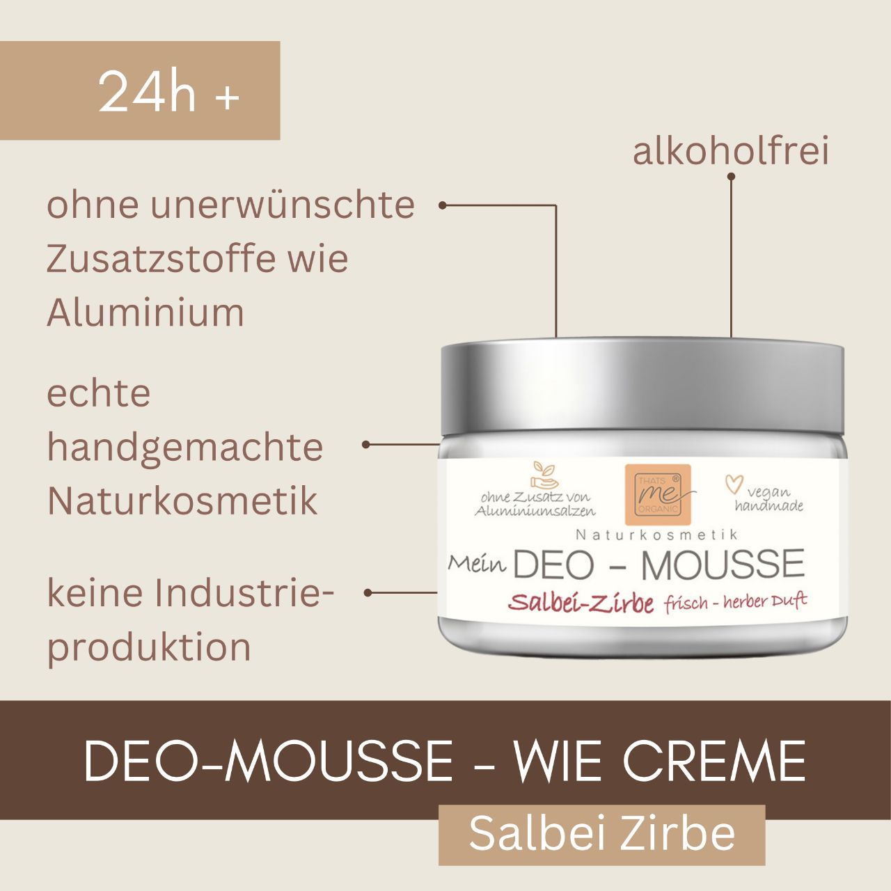 Deodorant mousse sage pine 24h+ deodorant like cream without aluminum natural cosmetics 50ml