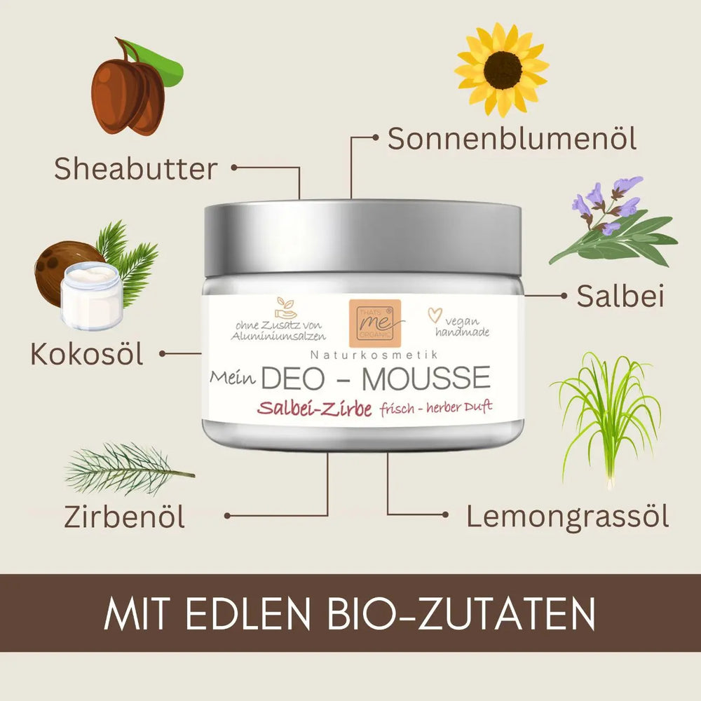 BIO-Deo-Mousse Salbei & Zirbe – Naturkosmetik Deo ohne Aluminium | 50 ml