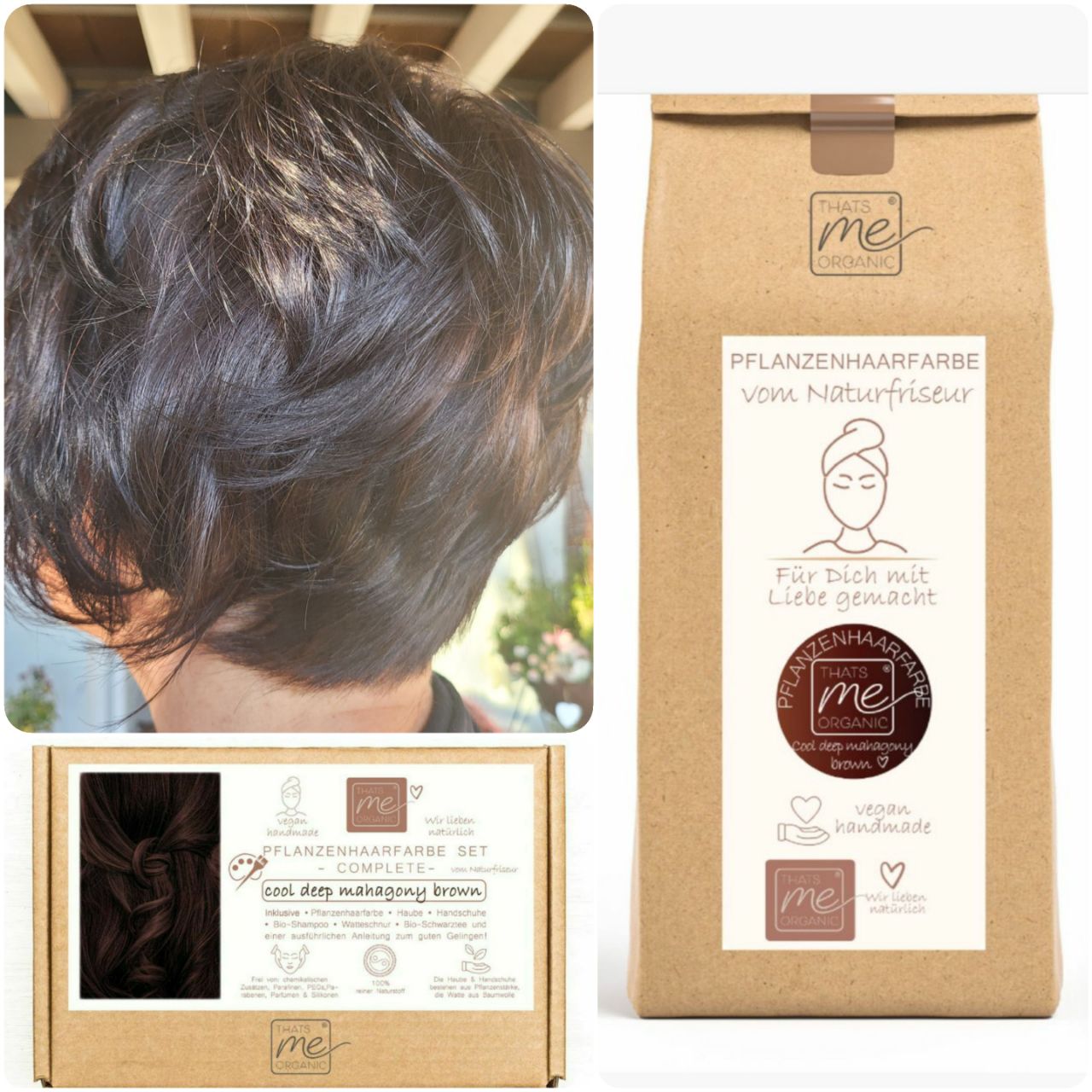 SET tinture vegetali professionali per capelli cool castano mogano scuro "cool deep mogany brown" 