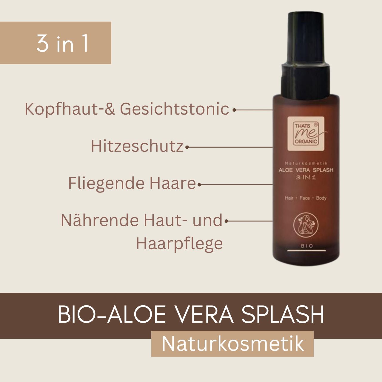 Aloe Vera Splash 3in1 Capelli-Viso-Corpo BIOLOGICO 100ml cosmetici naturali