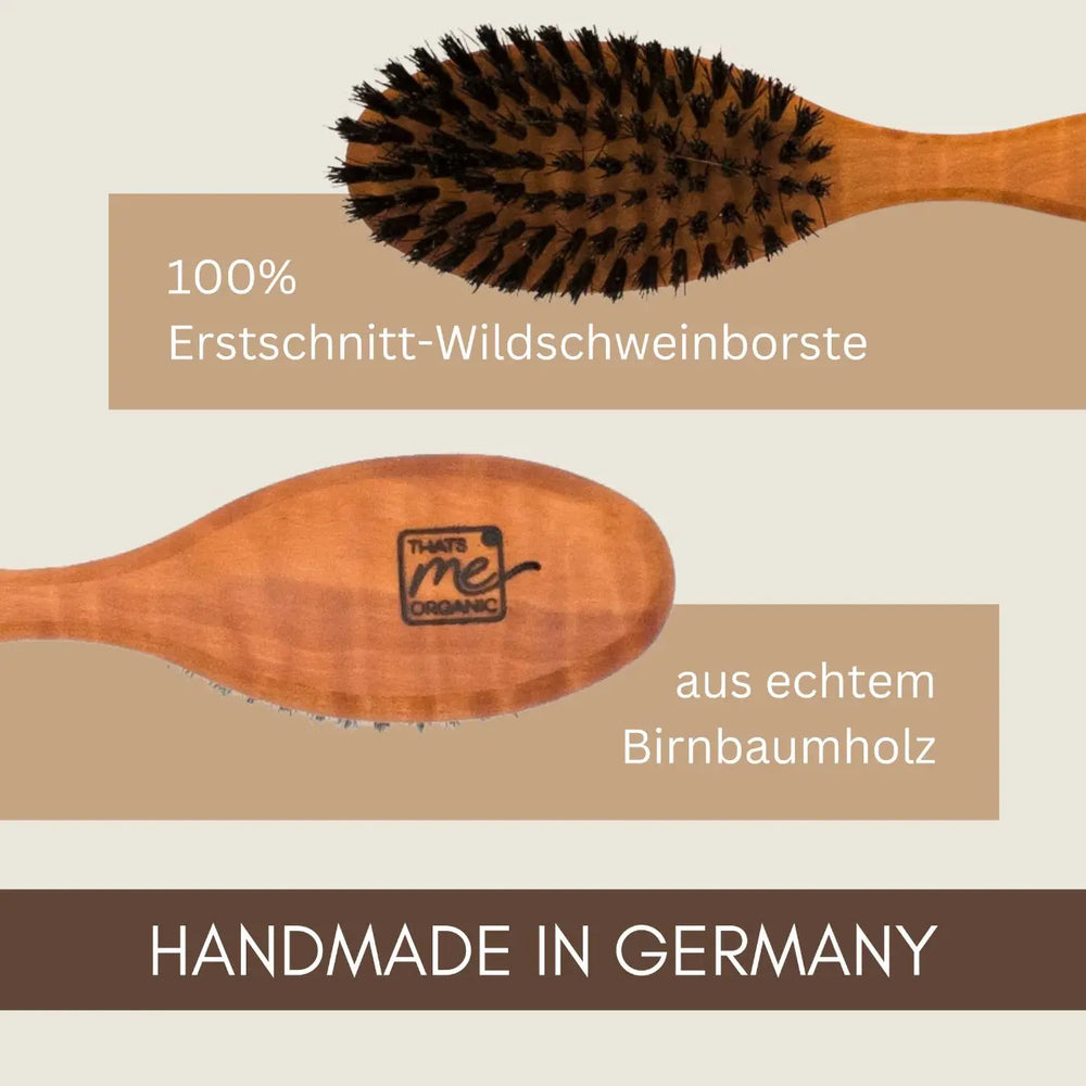 Profi-Haarbürste "Die Schlanke" aus Birnbaumholz & Wildschweinborste