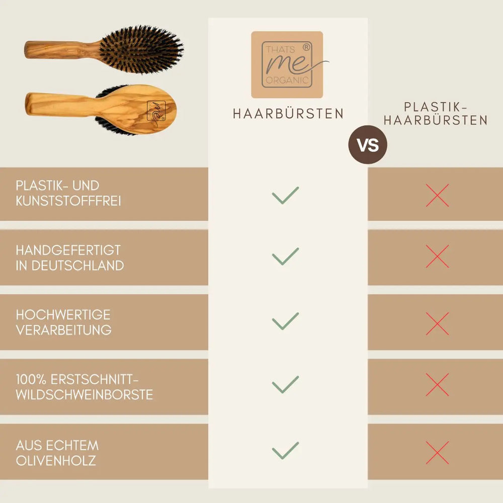 Profi-Haarbürste Klassikform "Die Mediterrane" aus Olivenholz & Wildschweinborste