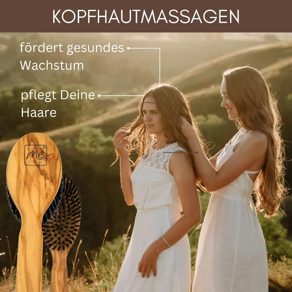 Profi-Haarbürste Klassikform "Die Mediterrane" aus Olivenholz & Wildschweinborste
