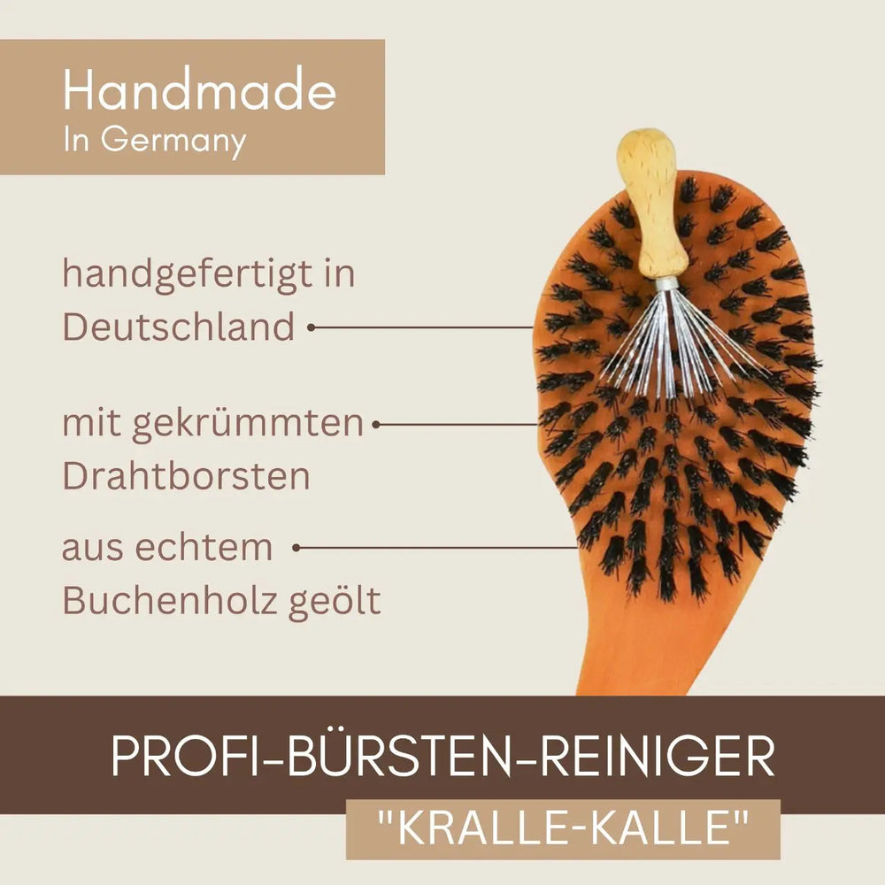 Profi-Bürsten-Reiniger "Kralle-Kalle" aus Buchenholz - der natürliche Haarentferner
