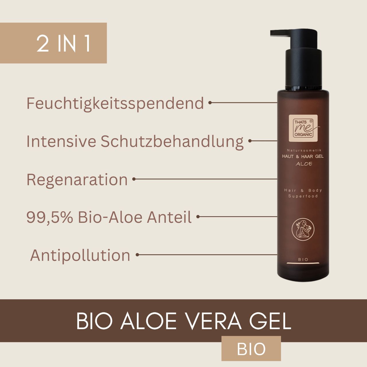 BIO-Aloe Vera Gel 2in1 Hair + Body Superfood 200ml Naturkosmetik