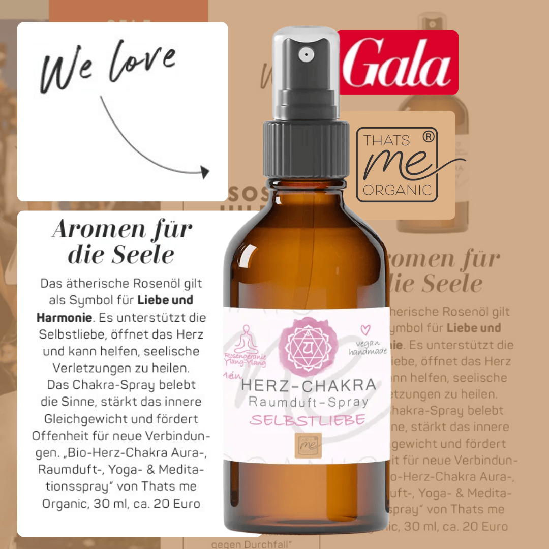 Bio-Herz-CHAKRA Aromatherapie Aura-, Raumduft-, Yoga- & Meditationsspray SELBSTLIEBE (rosa)