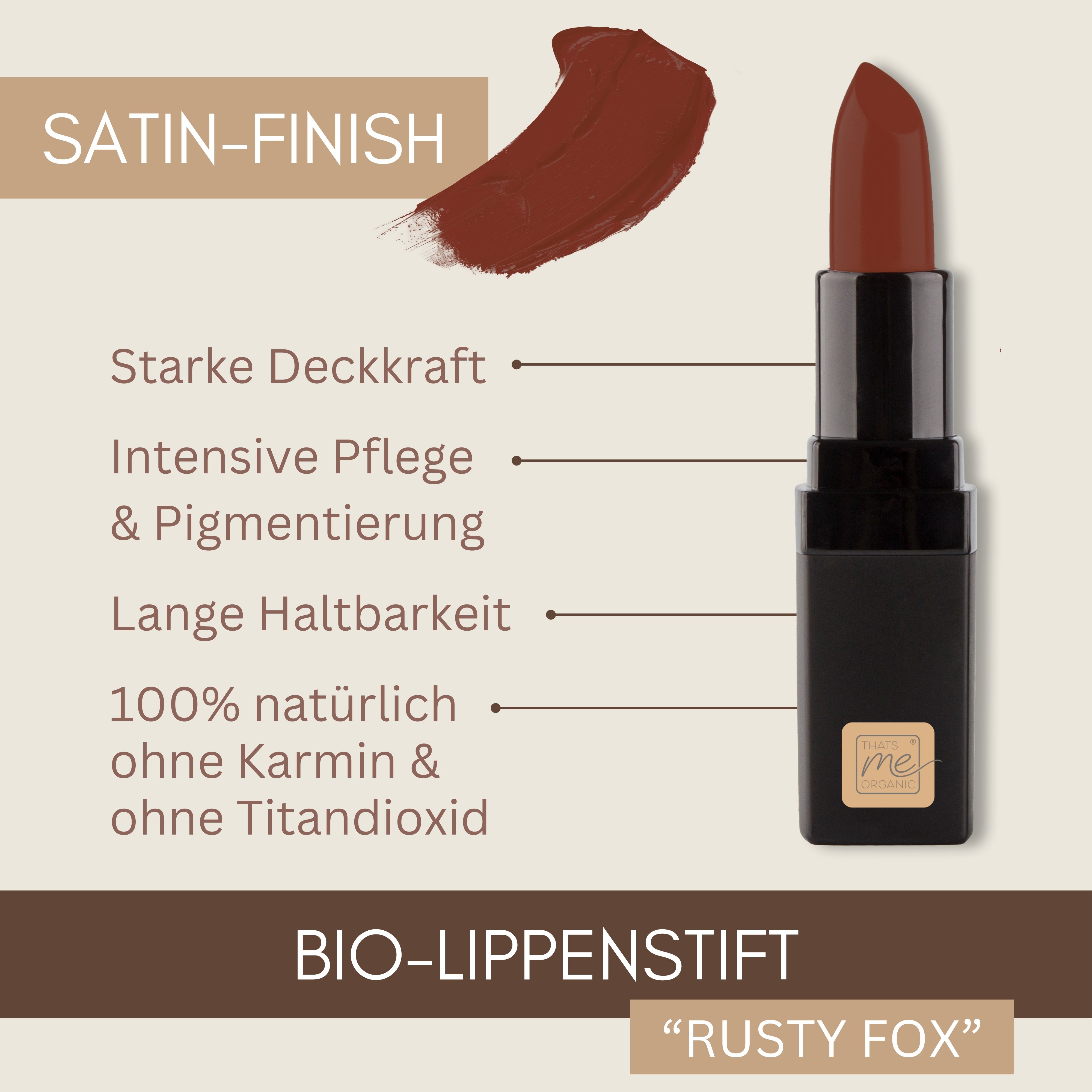 Bio-Lippenstift – 6 Farben, vegan, tierversuchsfrei + ohne Titandioxid – langanhaltend + Pflegend