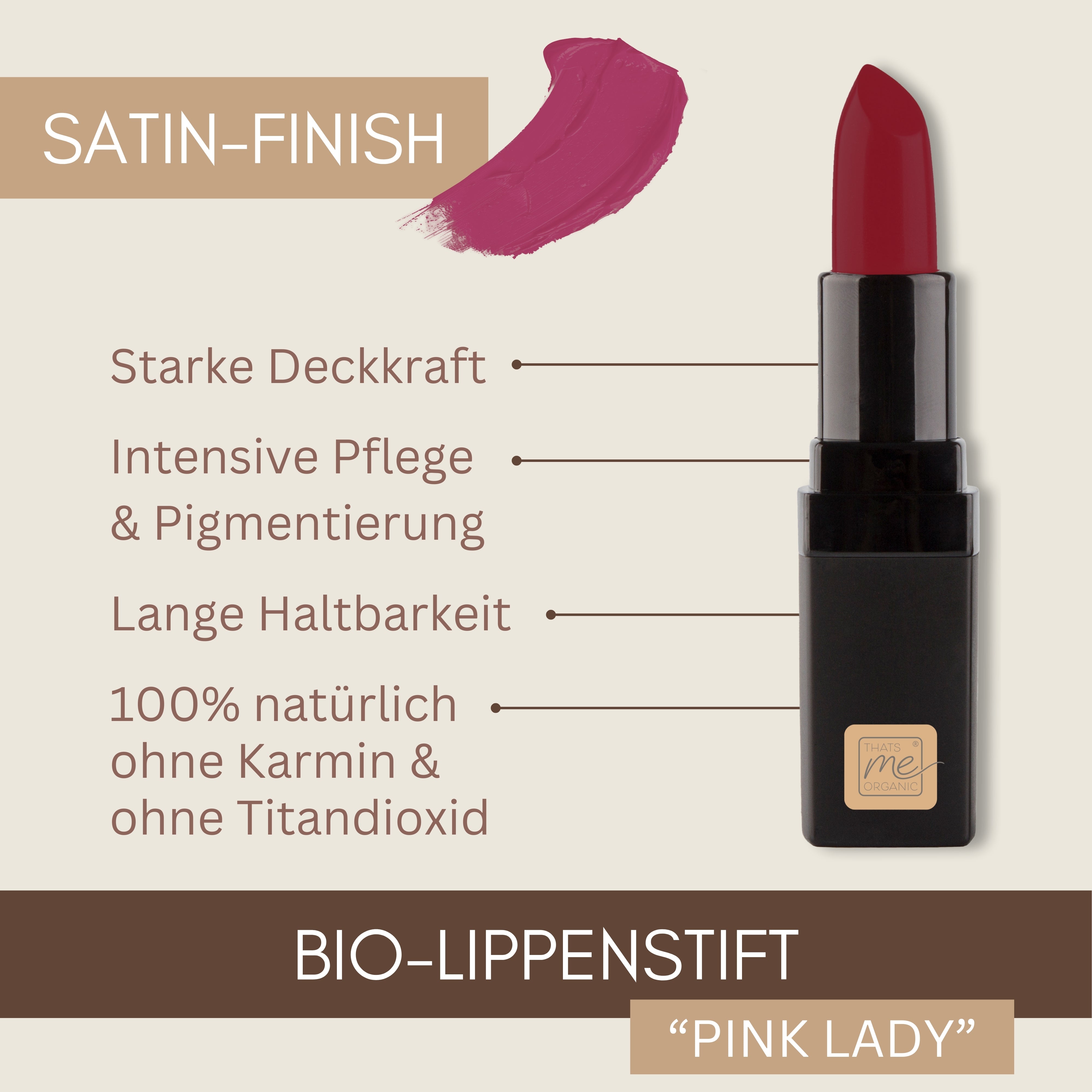 Bio-Lippenstift – 6 Farben, vegan, tierversuchsfrei + ohne Titandioxid – langanhaltend + Pflegend