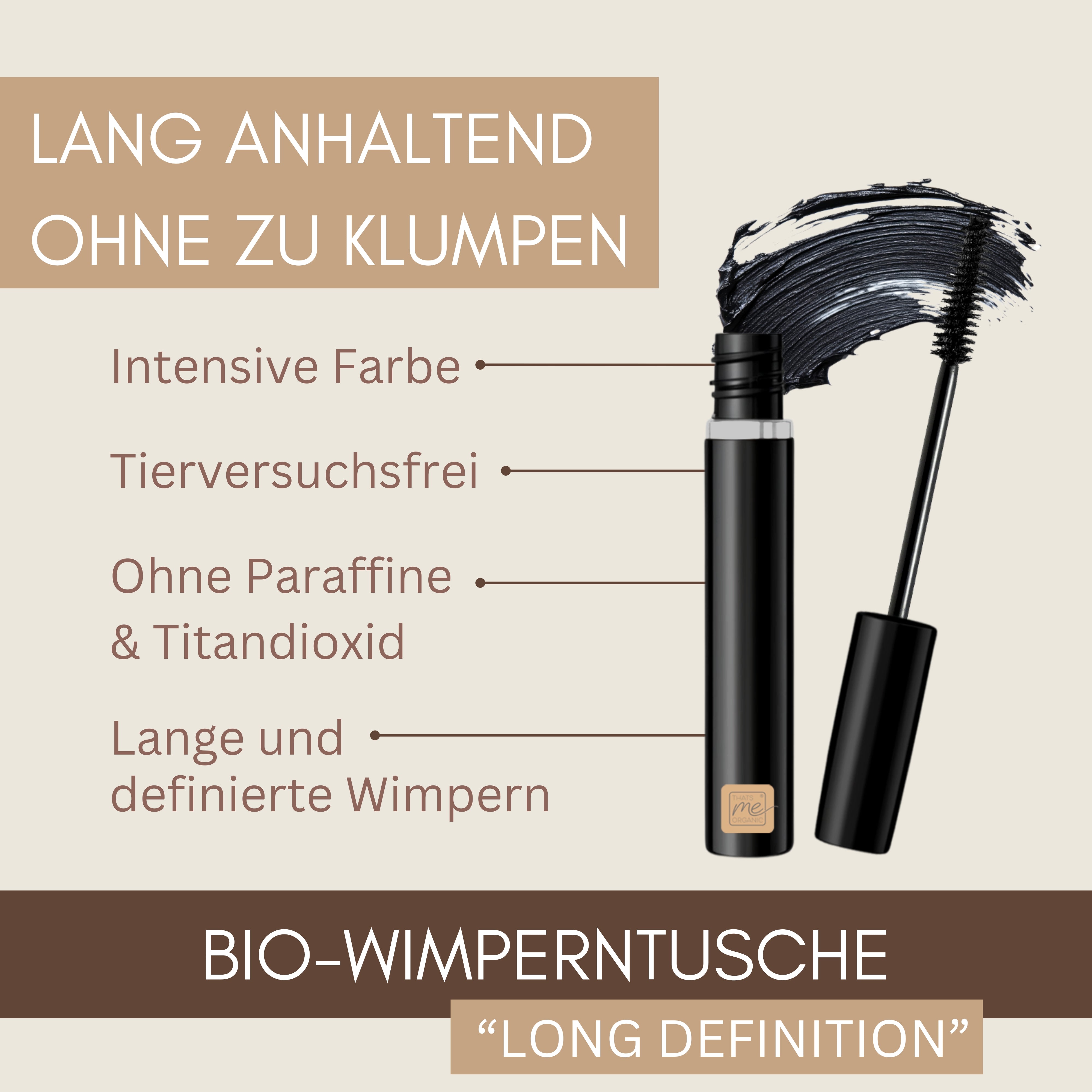 Bio-Mascara "Long Definition" für lange definierte Wimpern | Wimperntusche | Naturkosmetik