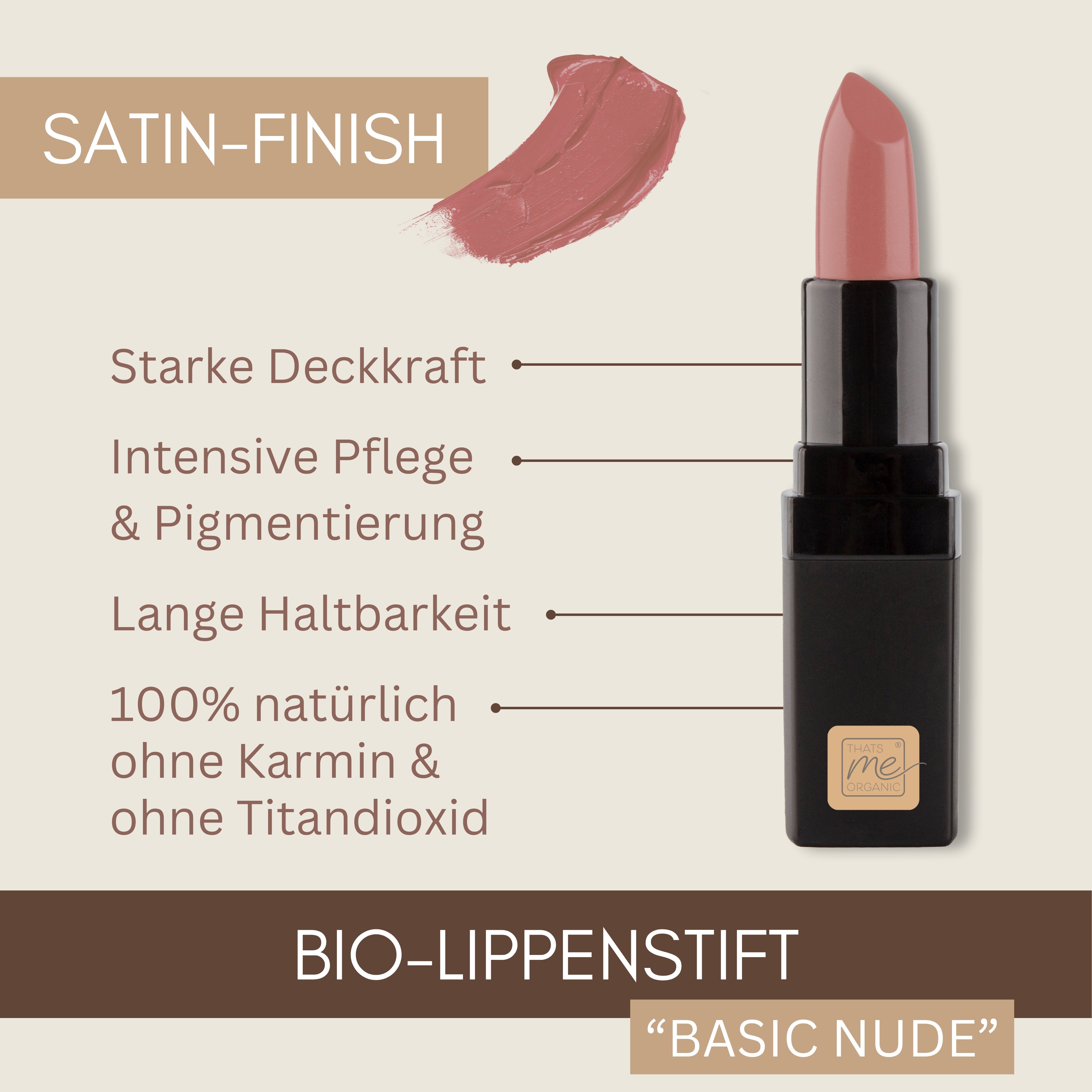 Bio-Lippenstift – 6 Farben, vegan, tierversuchsfrei + ohne Titandioxid – langanhaltend + Pflegend