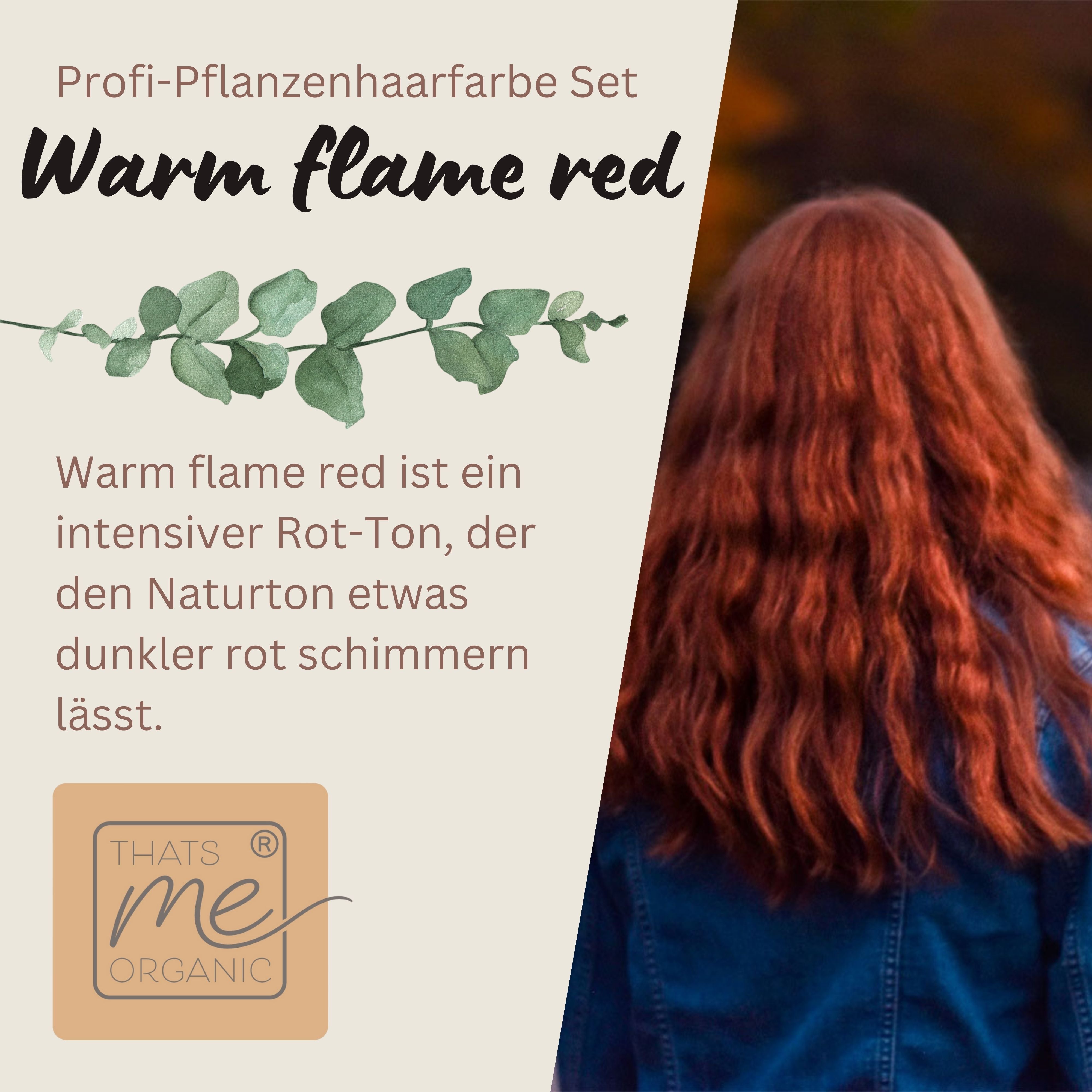 Profi-Pflanzenhaarfarbe "warmes Flammen-Rot - warm flame red" 90g Nachfüllpack