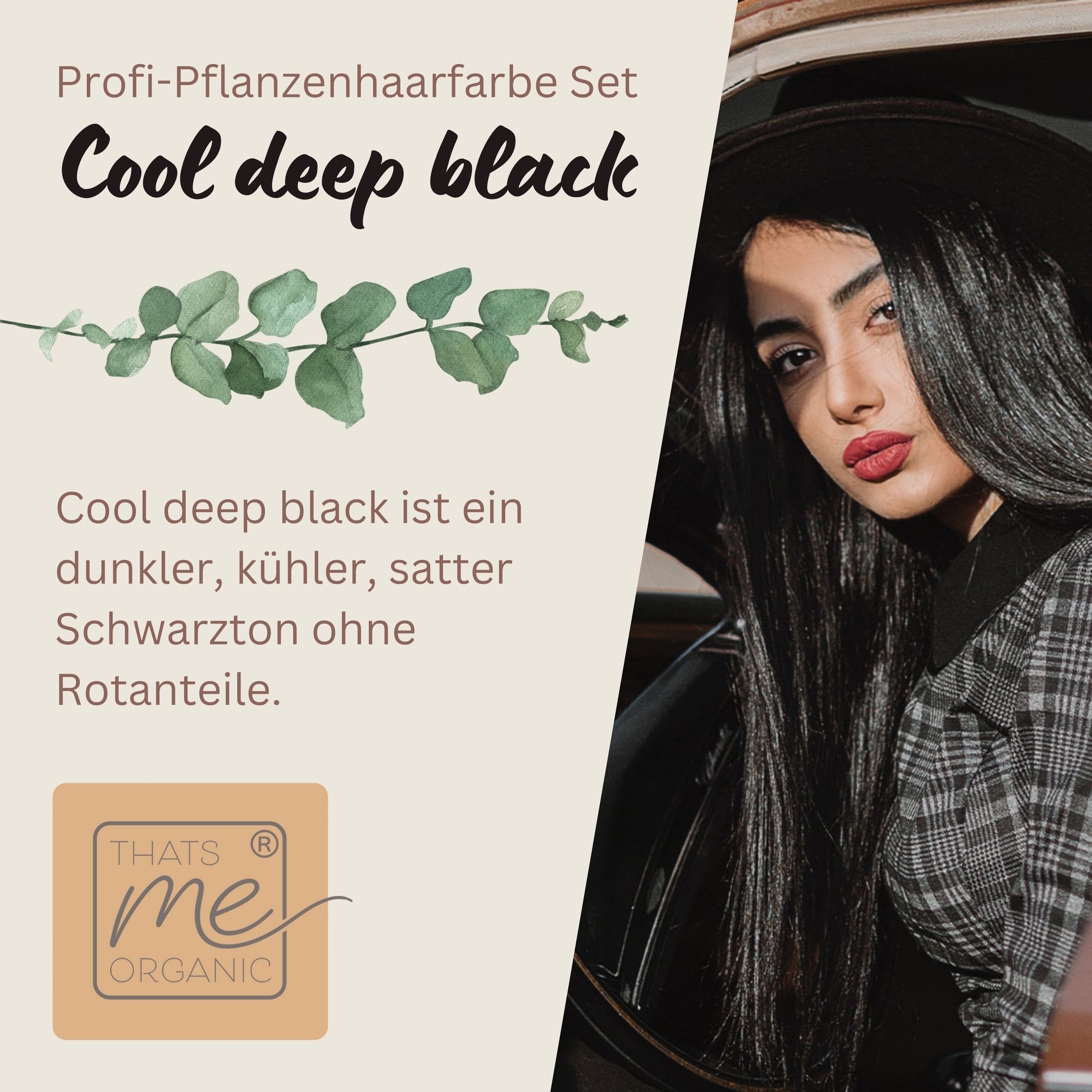Professional plant hair color cool dark black "cool deep black" 90g refill pack