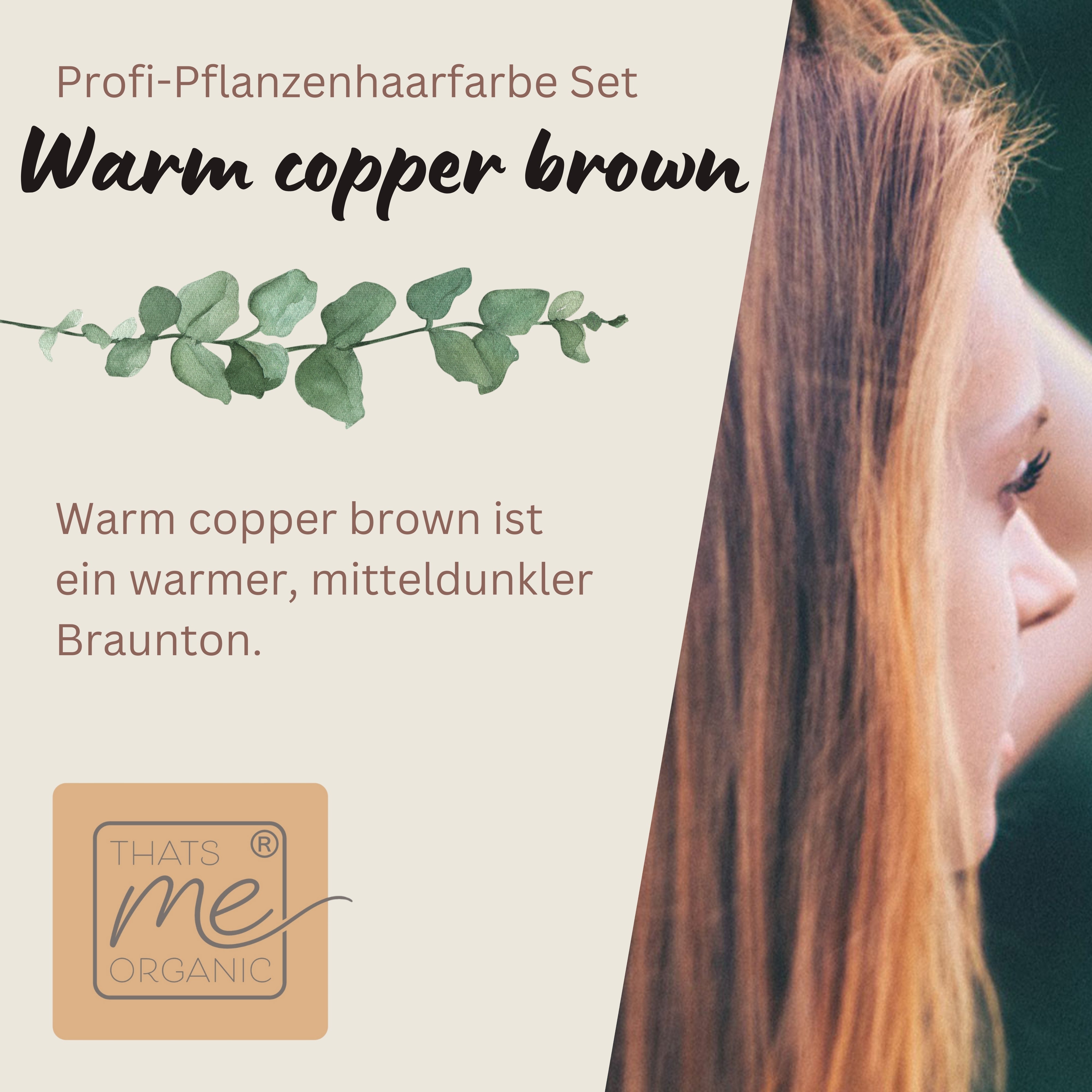 Profi-Pflanzenhaarfarbe warmes Kupfer-Braun "warm copper brown" 90g Nachfüllpack