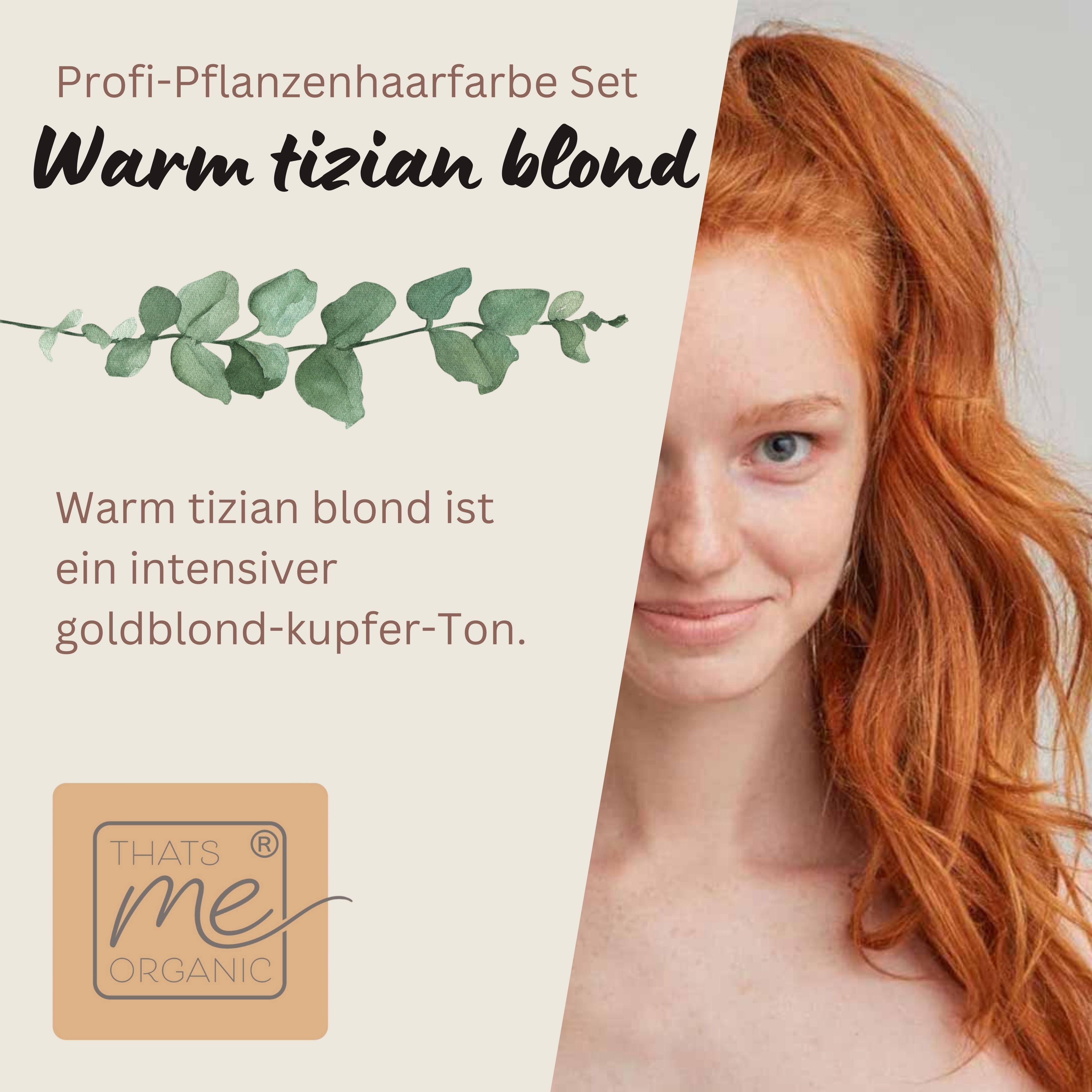 Professional plant hair color "warm light copper blonde - warm titian blonde" 90g refill pack