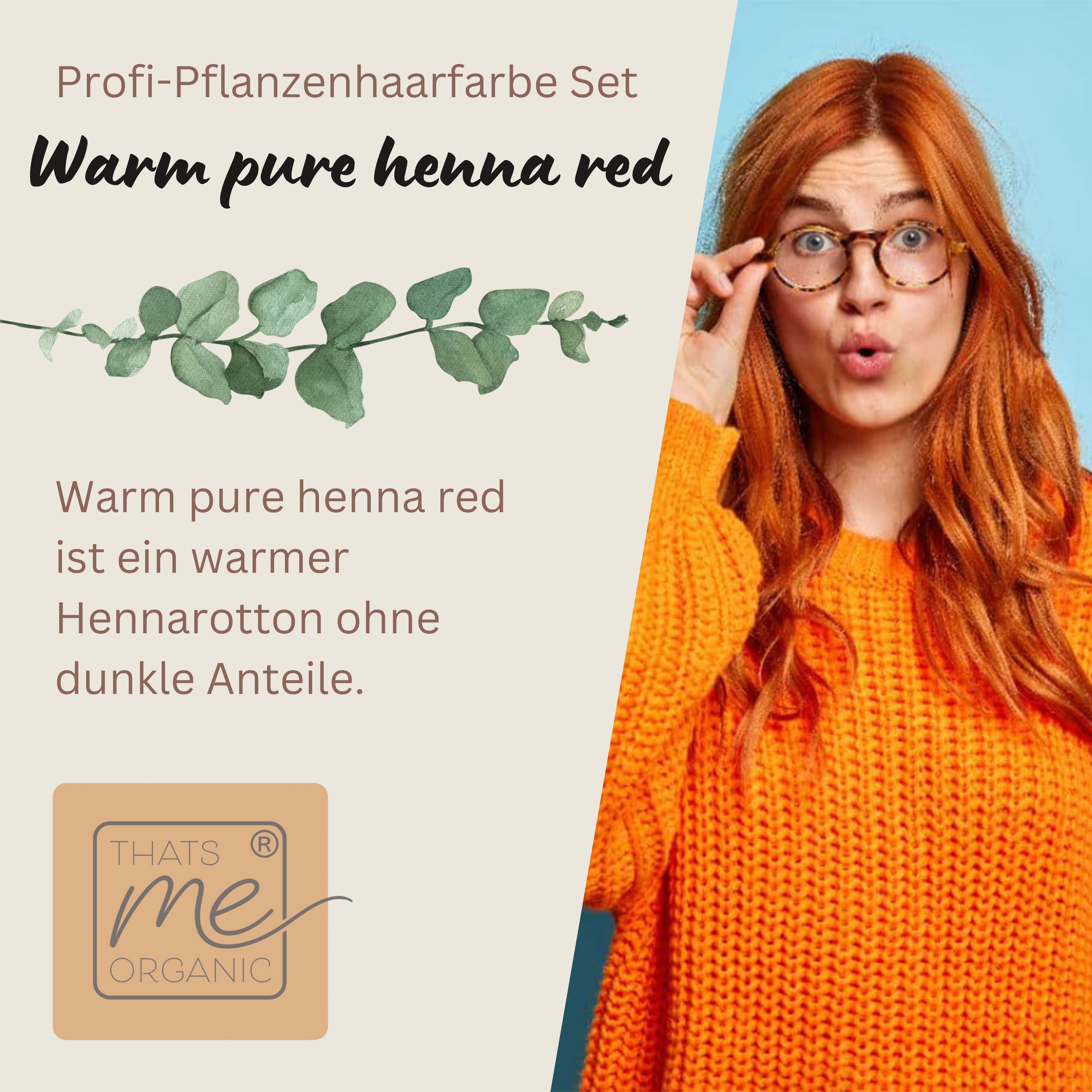 Professional plant hair color SET "warm red pure henna - warm pure henna red" 