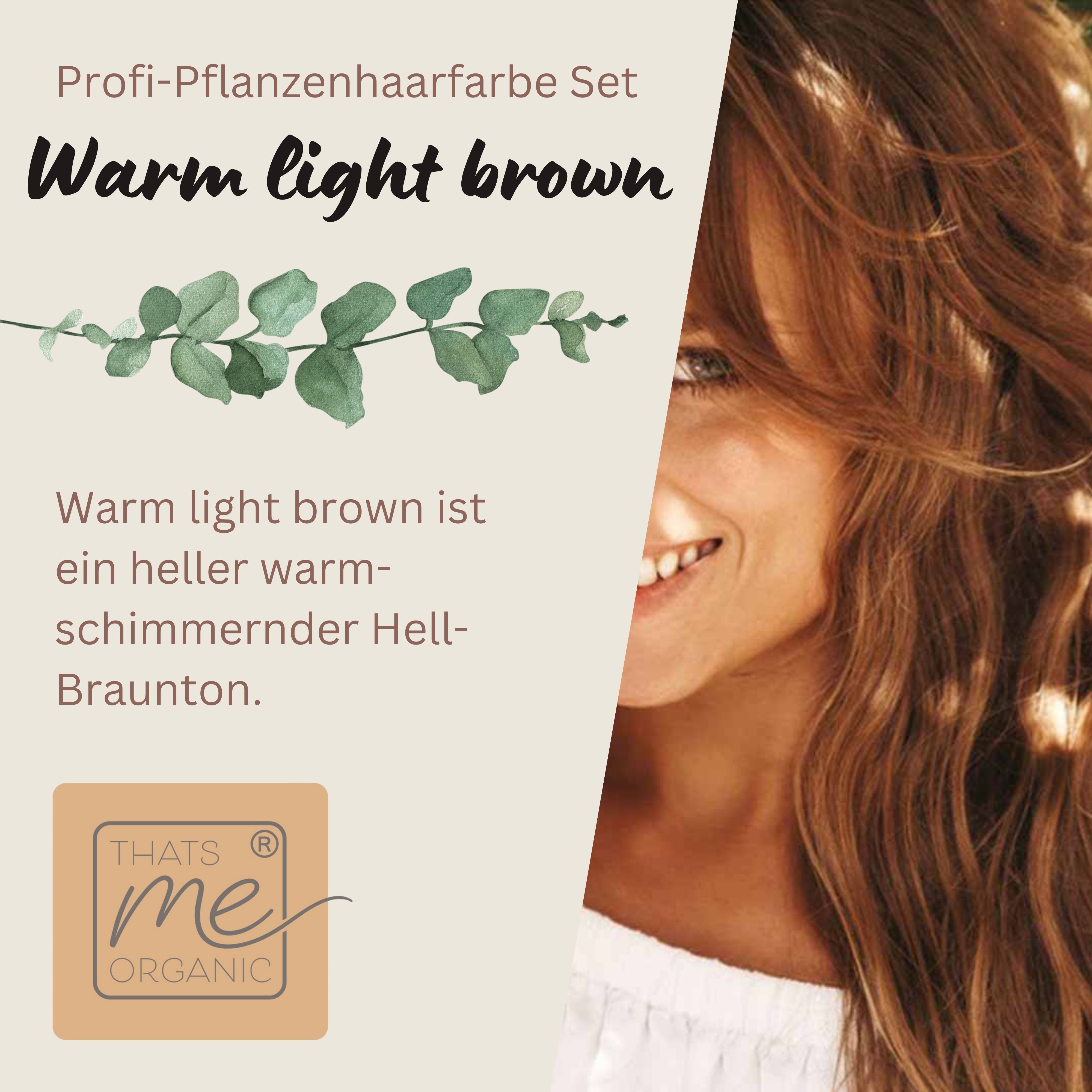 Profi-Pflanzenhaarfarbe warmes Hell-Braun "warm light brown" 90g Nachfüllpack