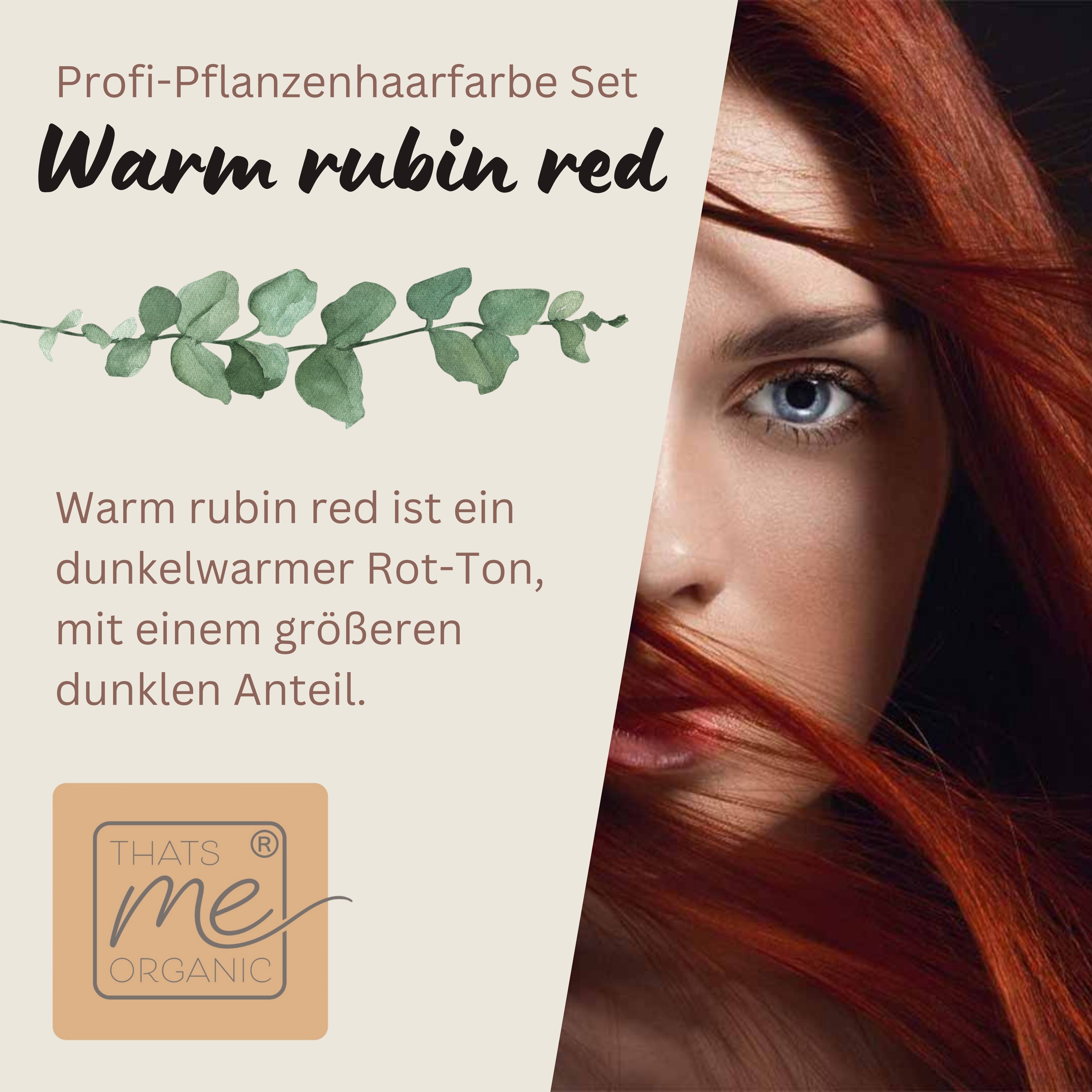 Professional plant hair color "warm ruby ​​red - warm ruby ​​red" 90g refill pack