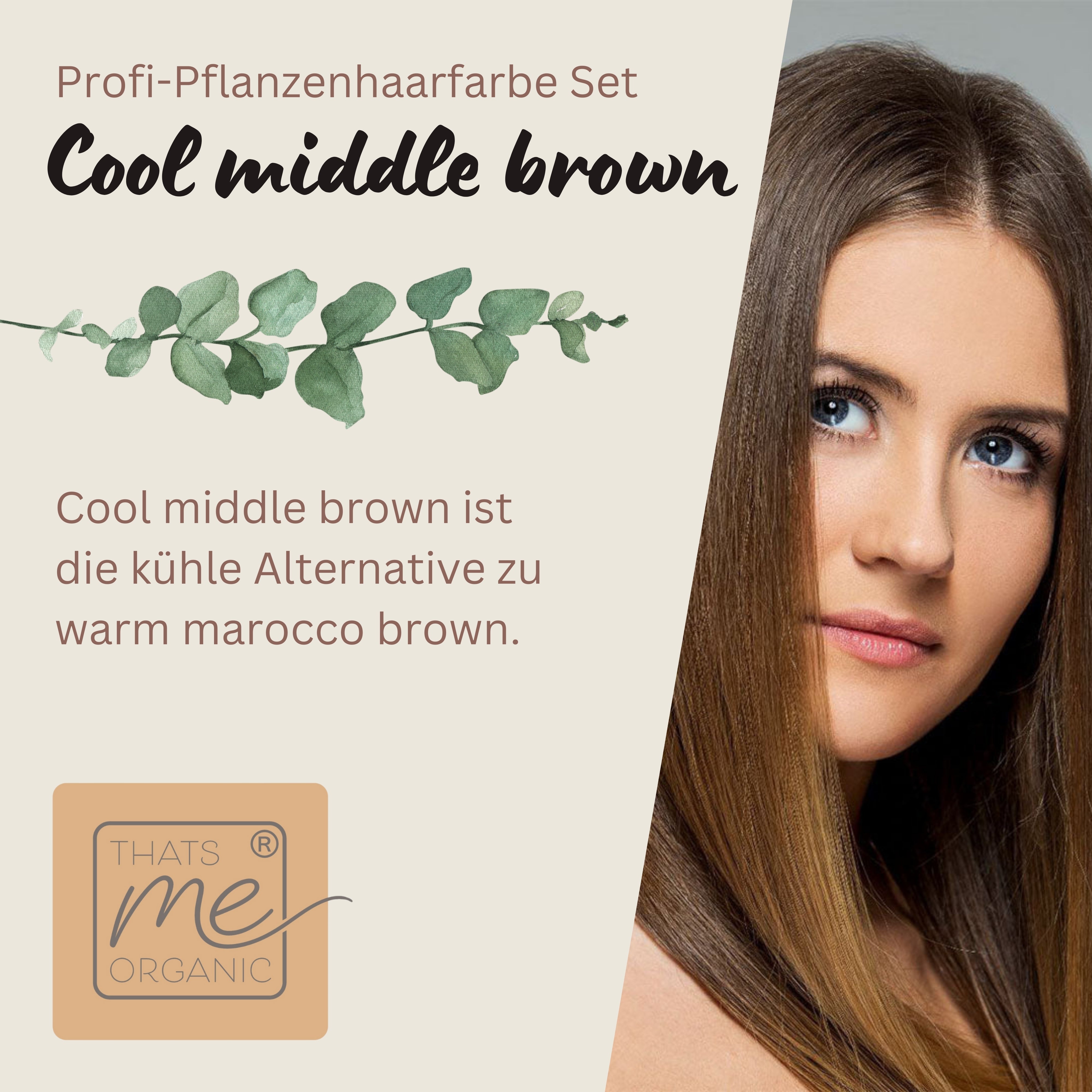 Tinta vegetale professionale "Cool medium brown - cool middle brown" confezione di ricarica da 90g