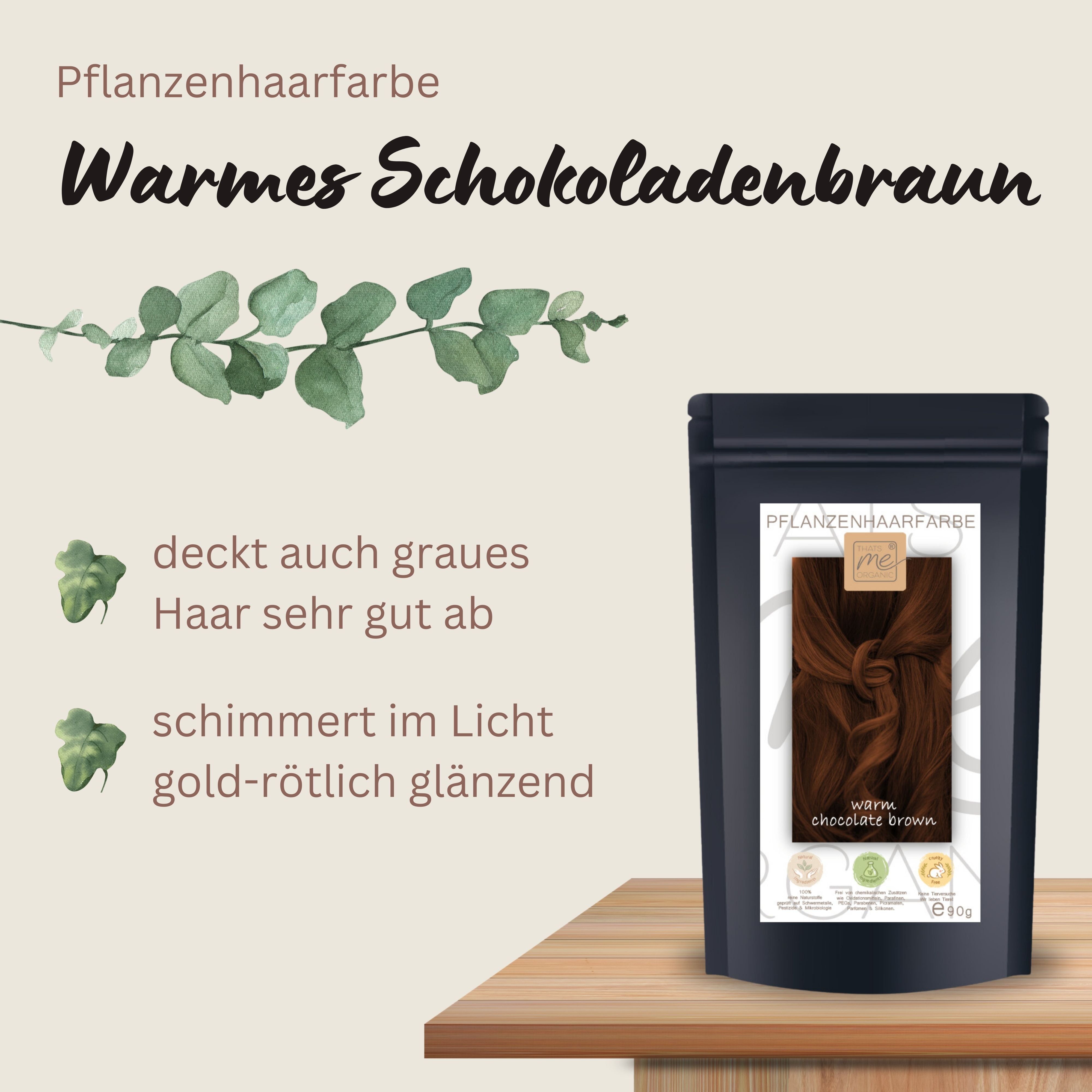 Profi-Pflanzenhaarfarbe SET warmes Schokoladen-Braun "warm chocolate brown"