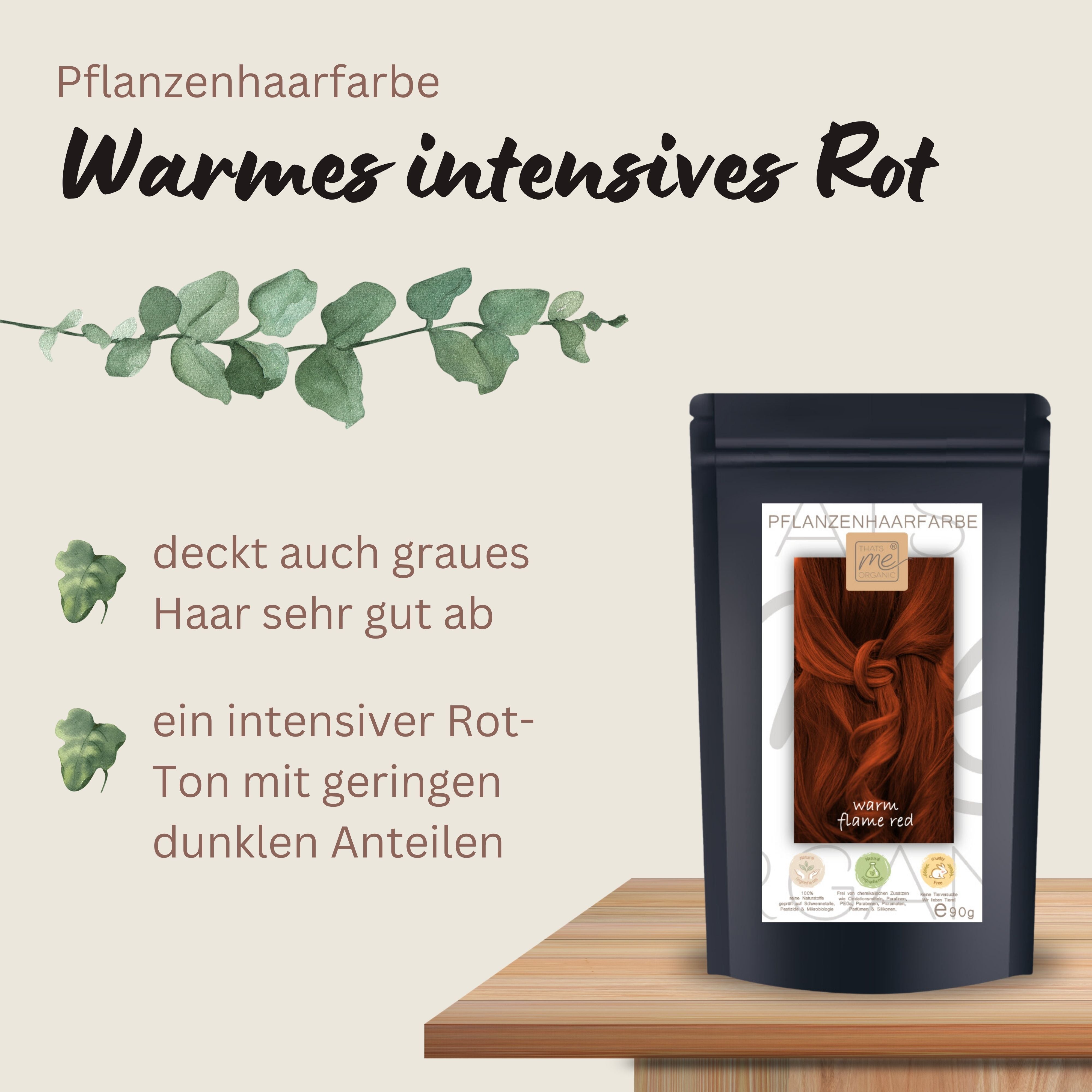 Profi-Pflanzenhaarfarbe SET "warmes Flammen-Rot - warm flame red"