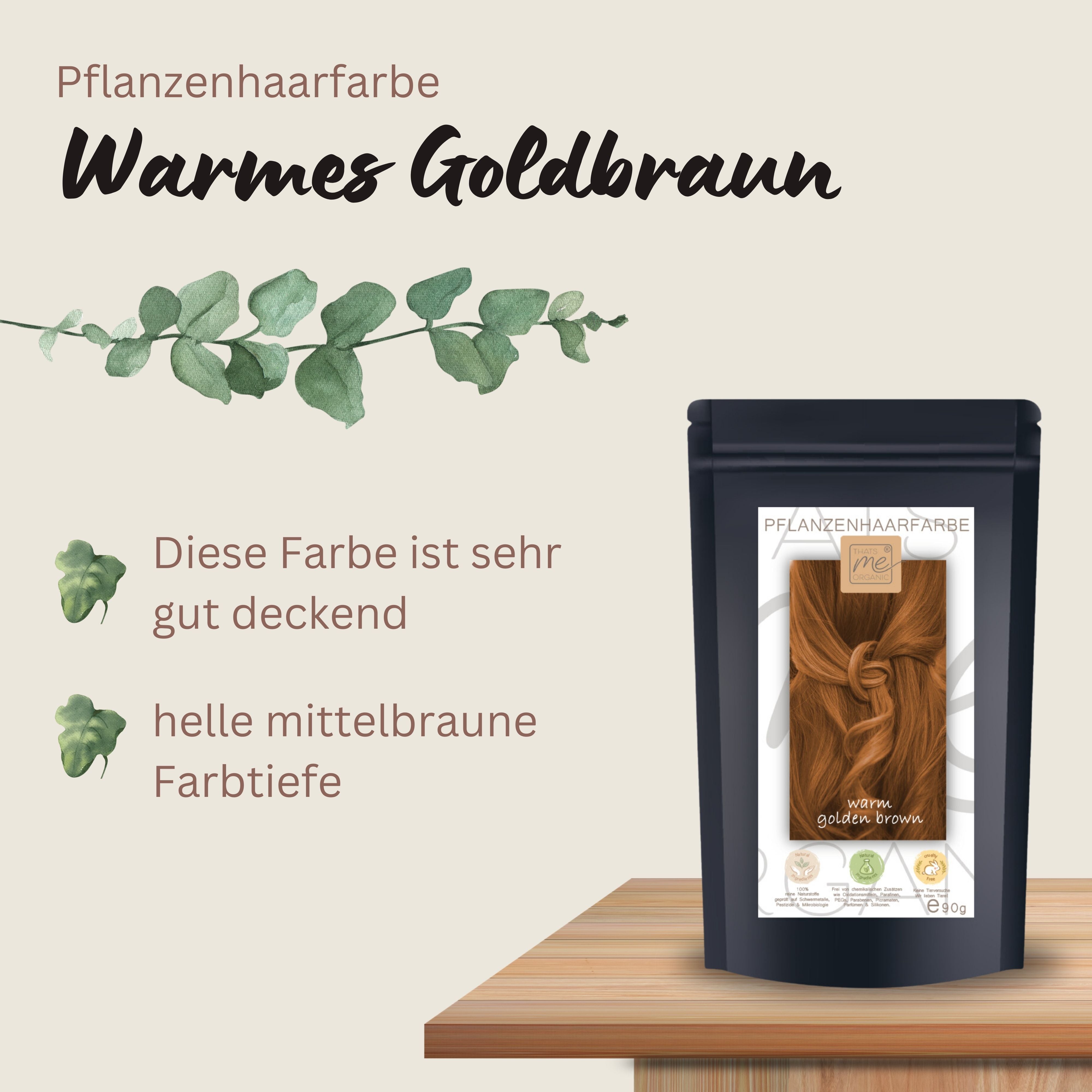 Profi-Pflanzenhaarfarbe SET warmes Gold-Braun "warm golden brown"