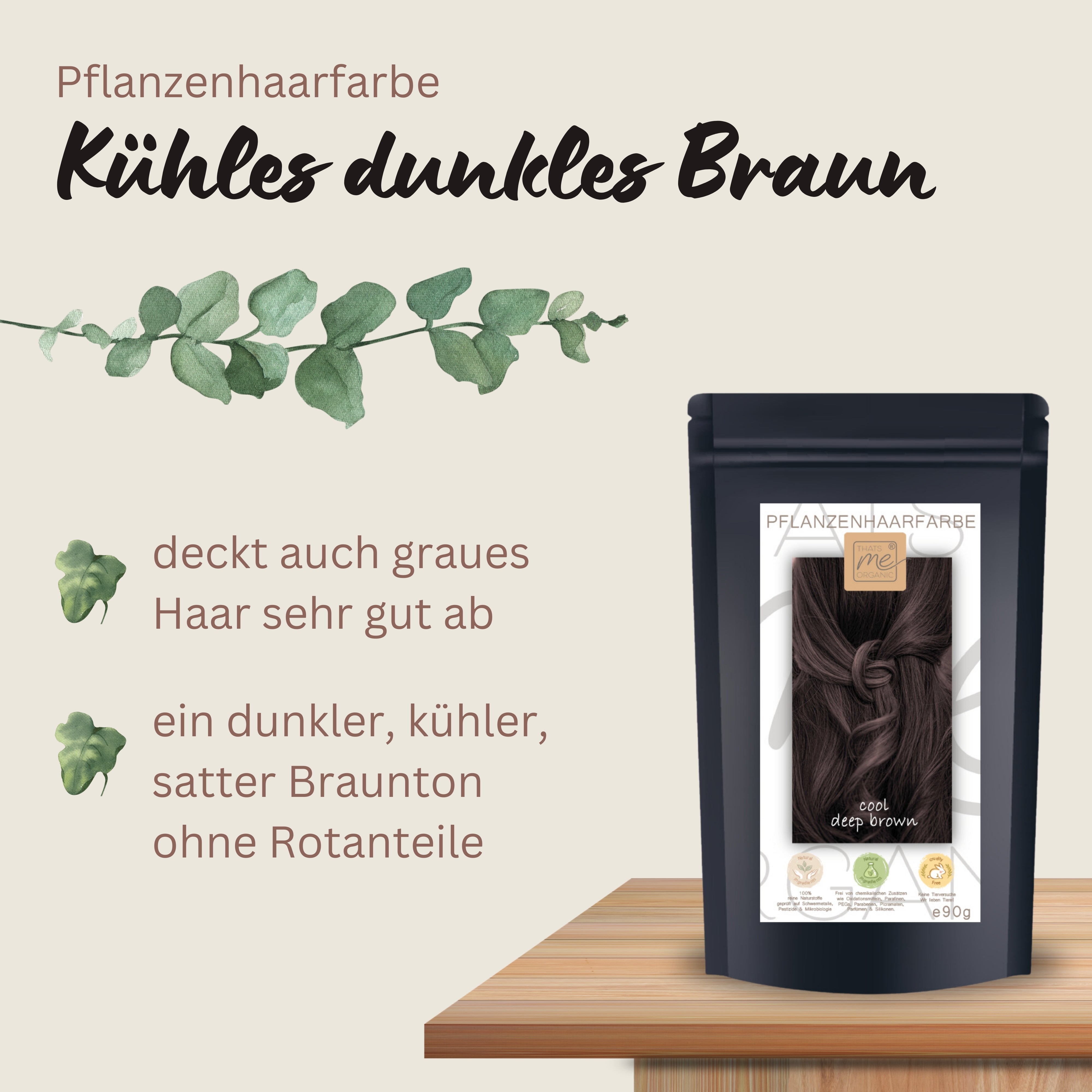 Profi-Pflanzenhaarfarbe SET kühles dunkles Braun "cool deep brown"