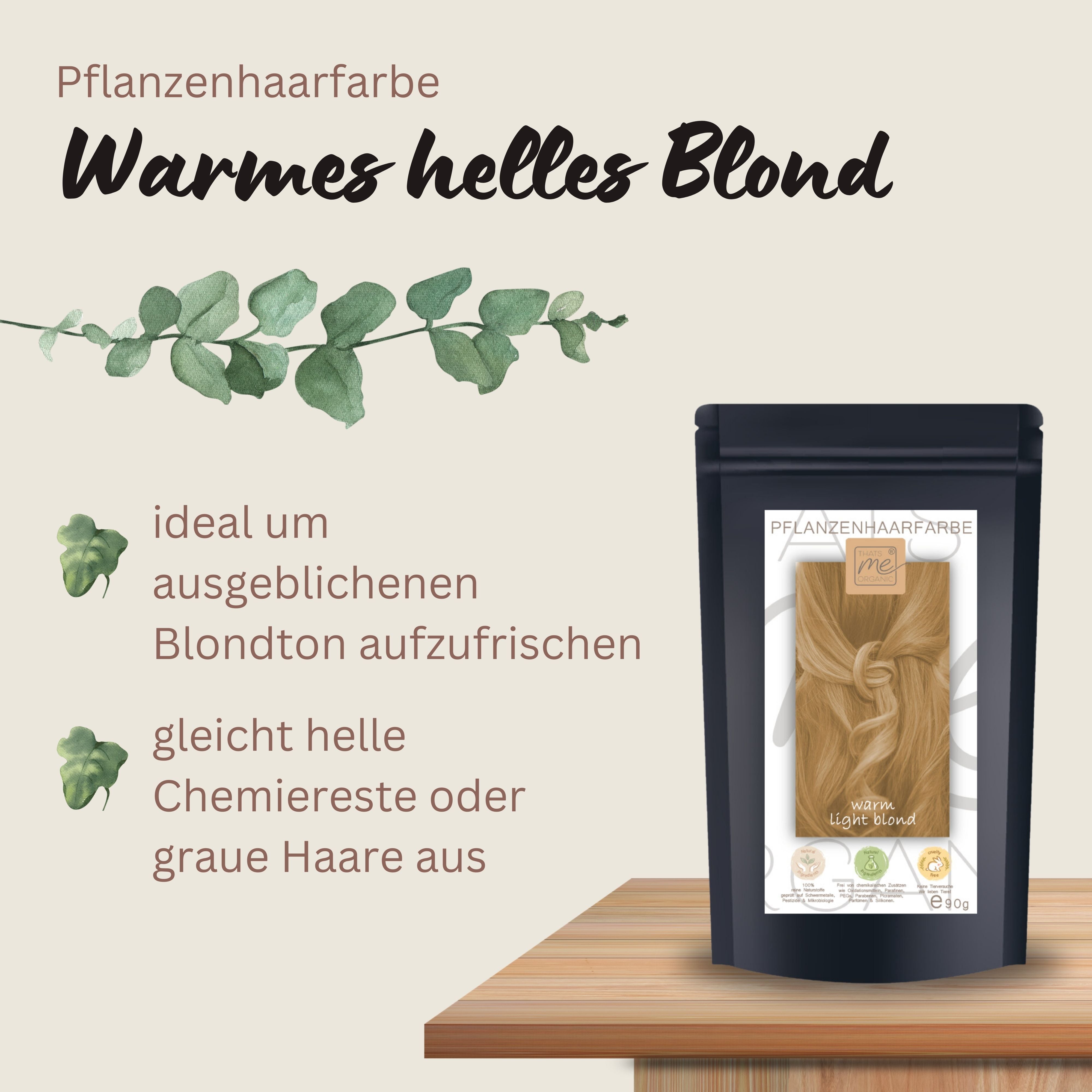 Profi-Pflanzenhaarfarbe warmes Hell-Blond "warm light blond" 90g Nachfüllpack