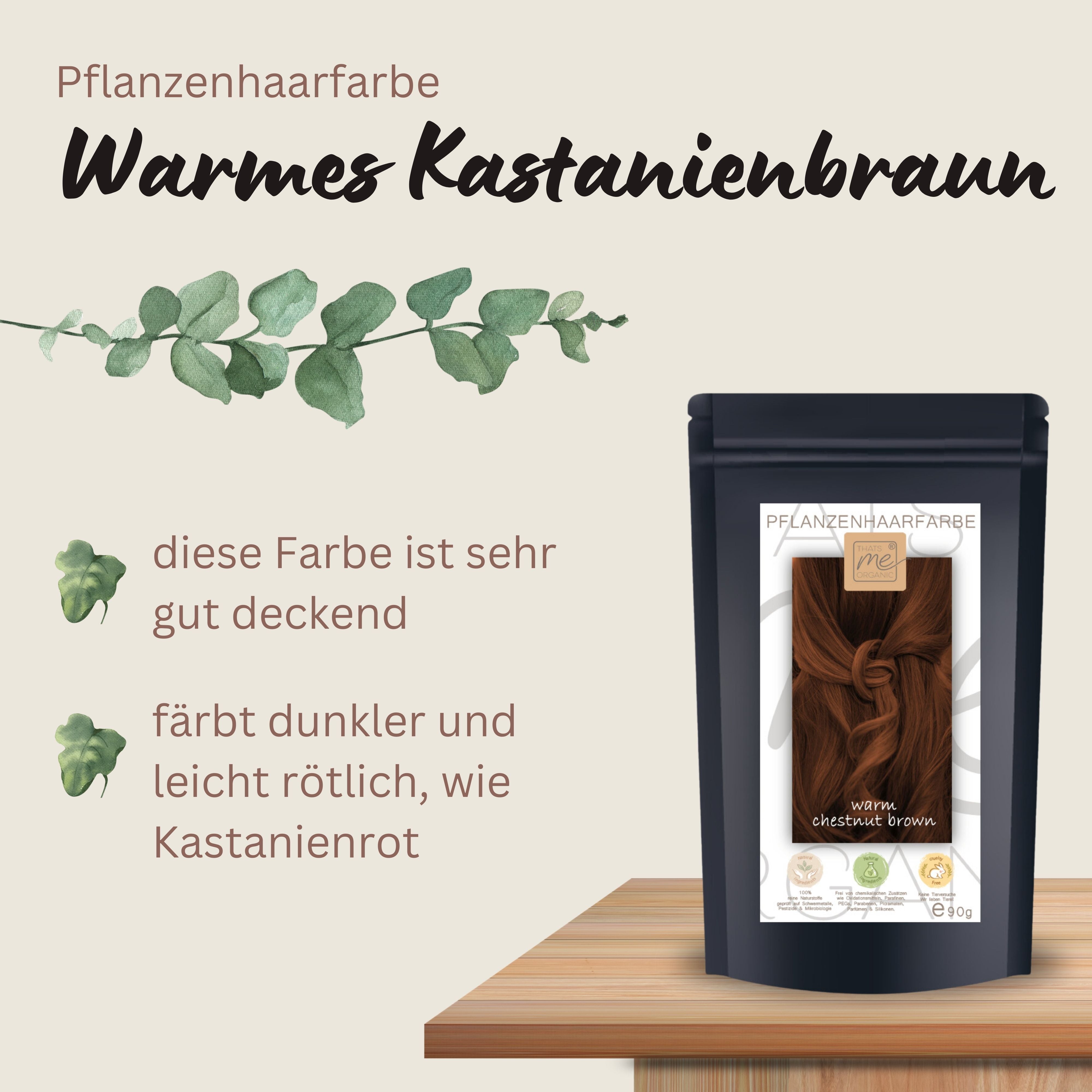 Profi-Pflanzenhaarfarbe SET "warmes Kastanien braun - warm chestnut brown"