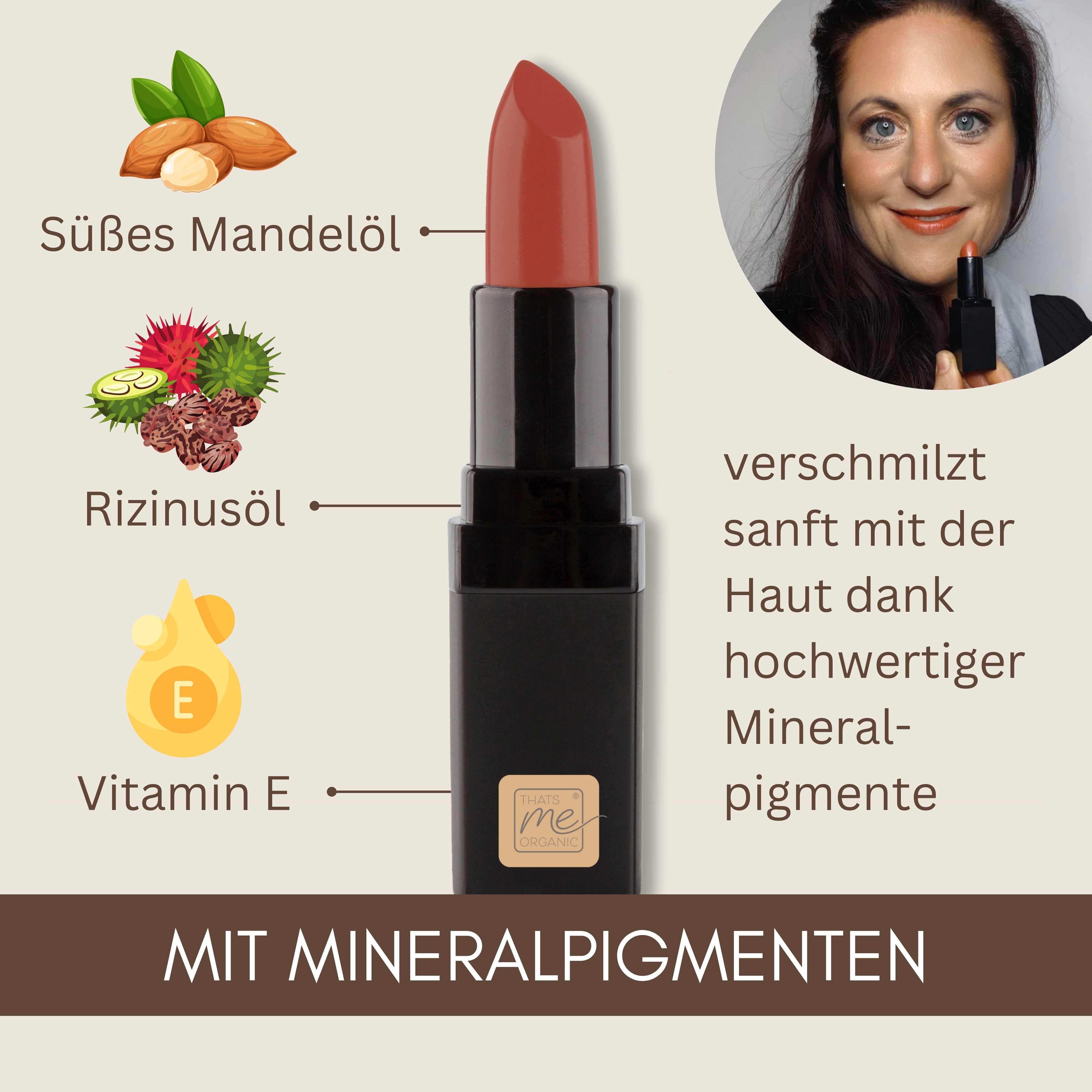 Bio-Lippenstift – 6 Farben, vegan, tierversuchsfrei + ohne Titandioxid – langanhaltend + Pflegend