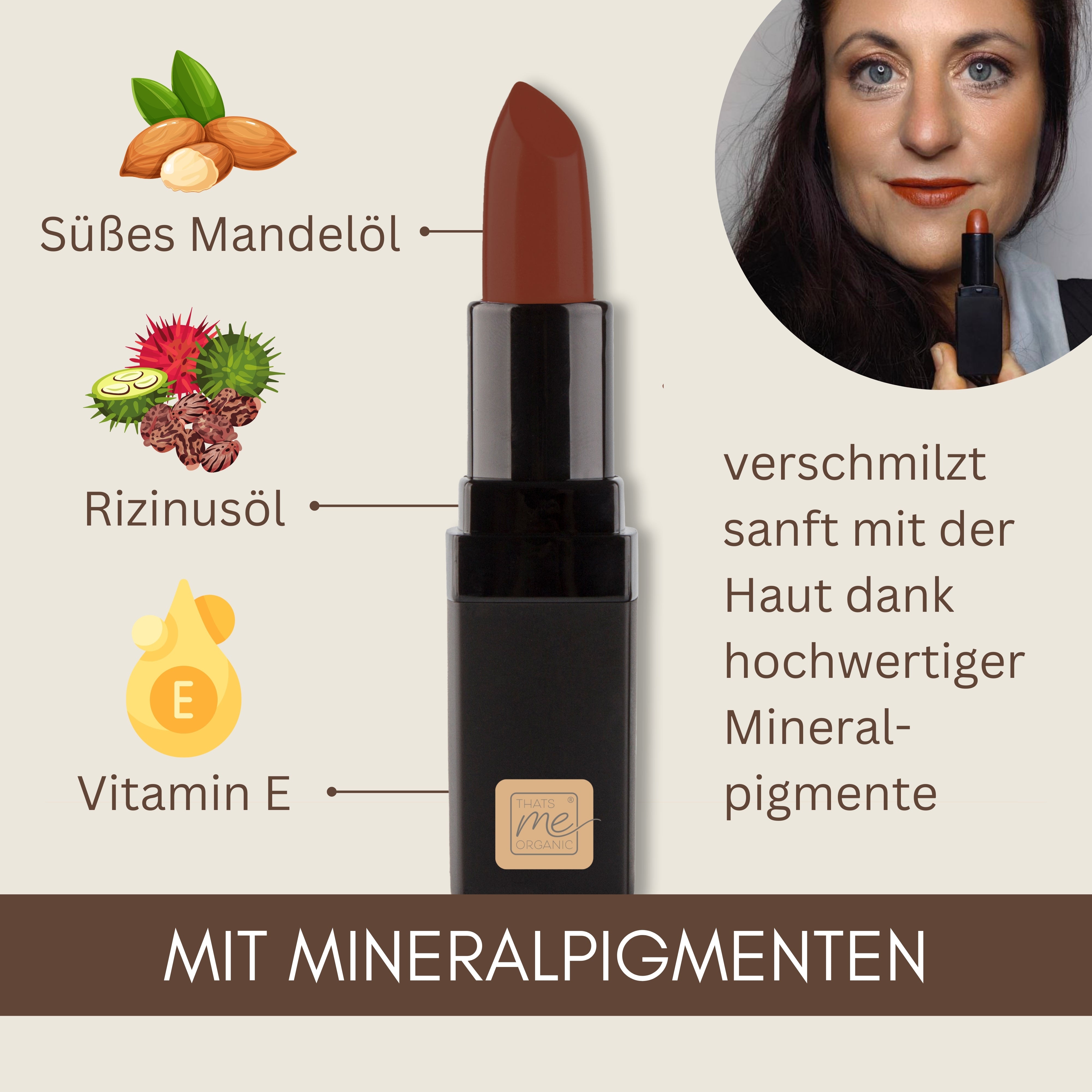 Bio-Lippenstift – 6 Farben, vegan, tierversuchsfrei + ohne Titandioxid – langanhaltend + Pflegend