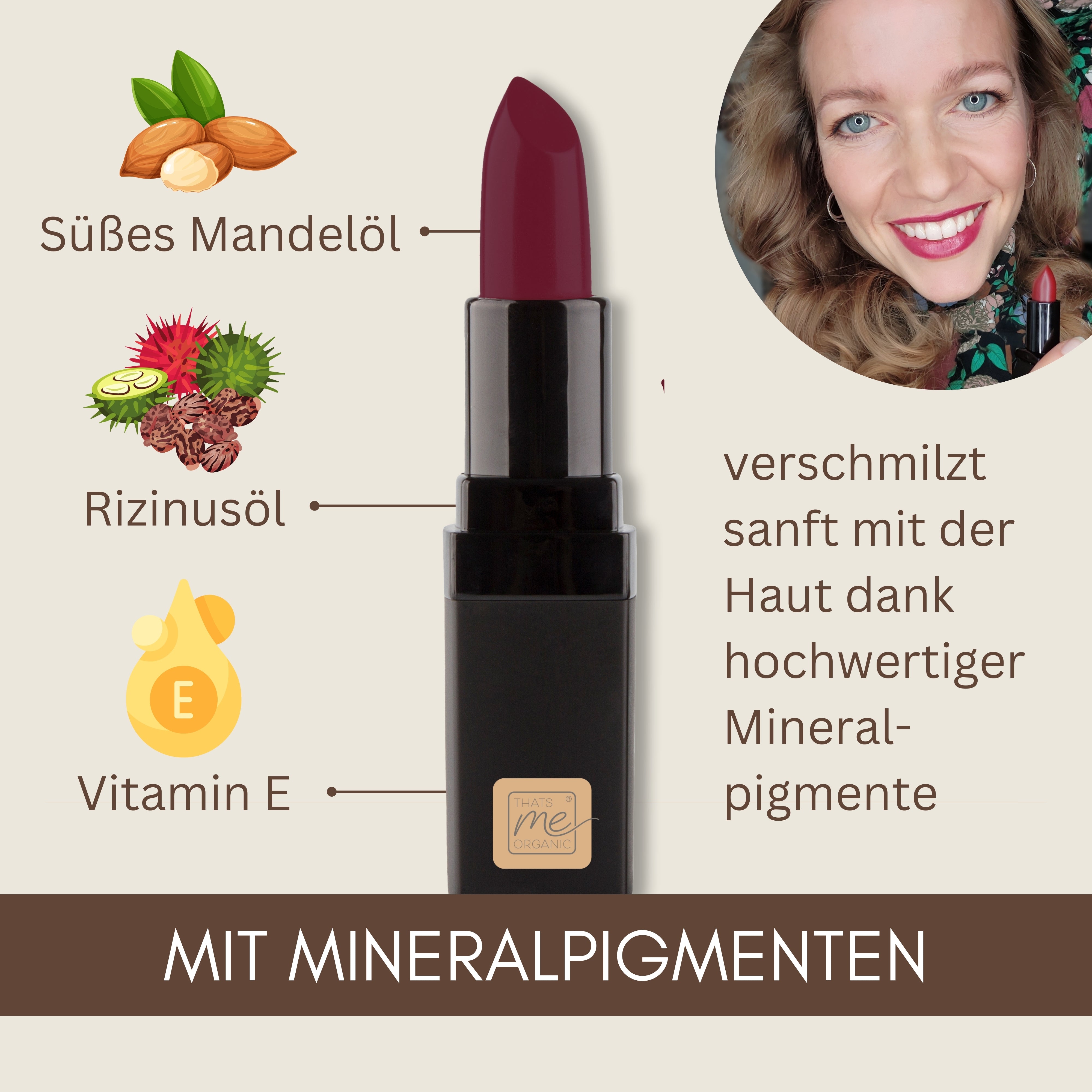 Bio-Lippenstift – 6 Farben, vegan, tierversuchsfrei + ohne Titandioxid – langanhaltend + Pflegend