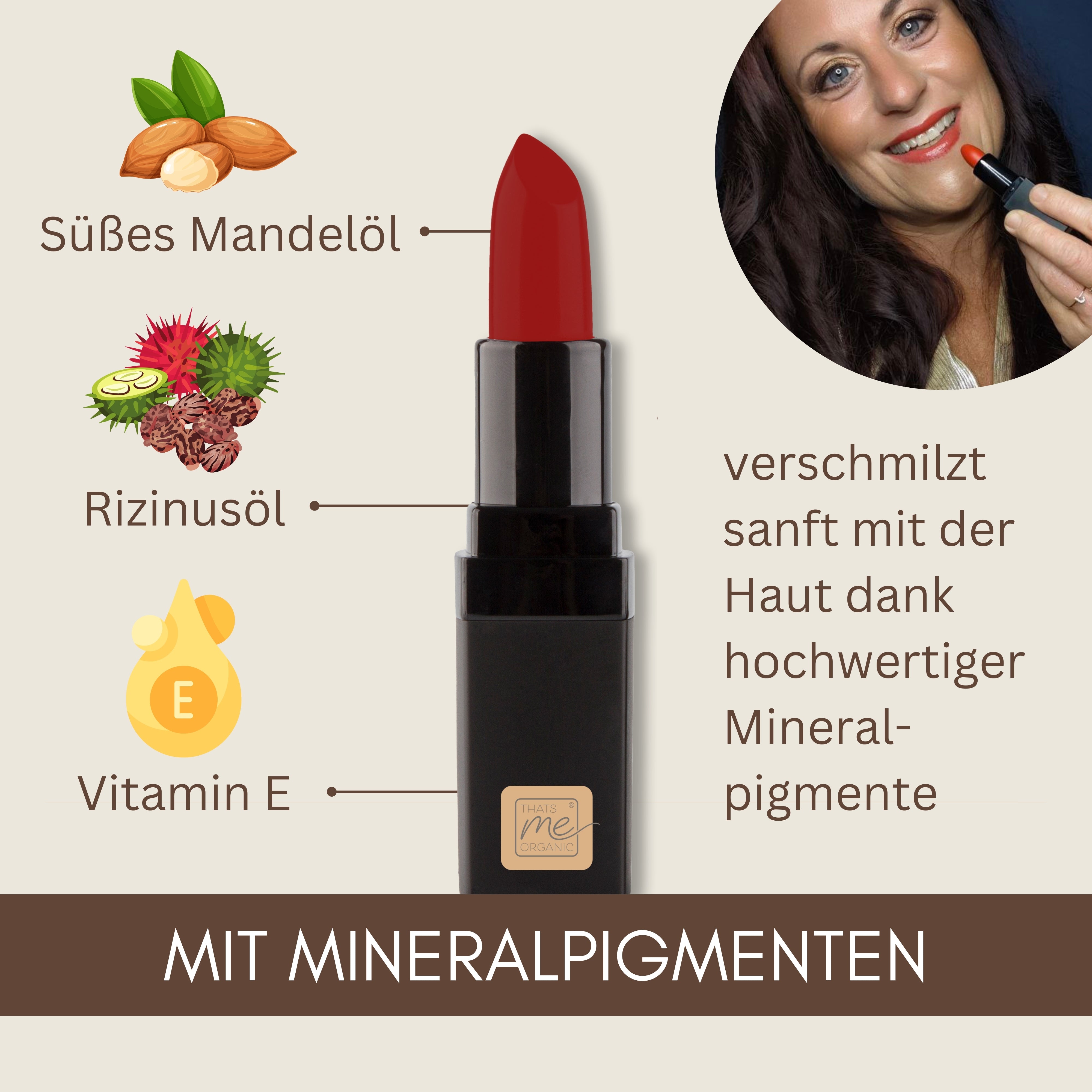 Bio-Lippenstift – 6 Farben, vegan, tierversuchsfrei + ohne Titandioxid – langanhaltend + Pflegend