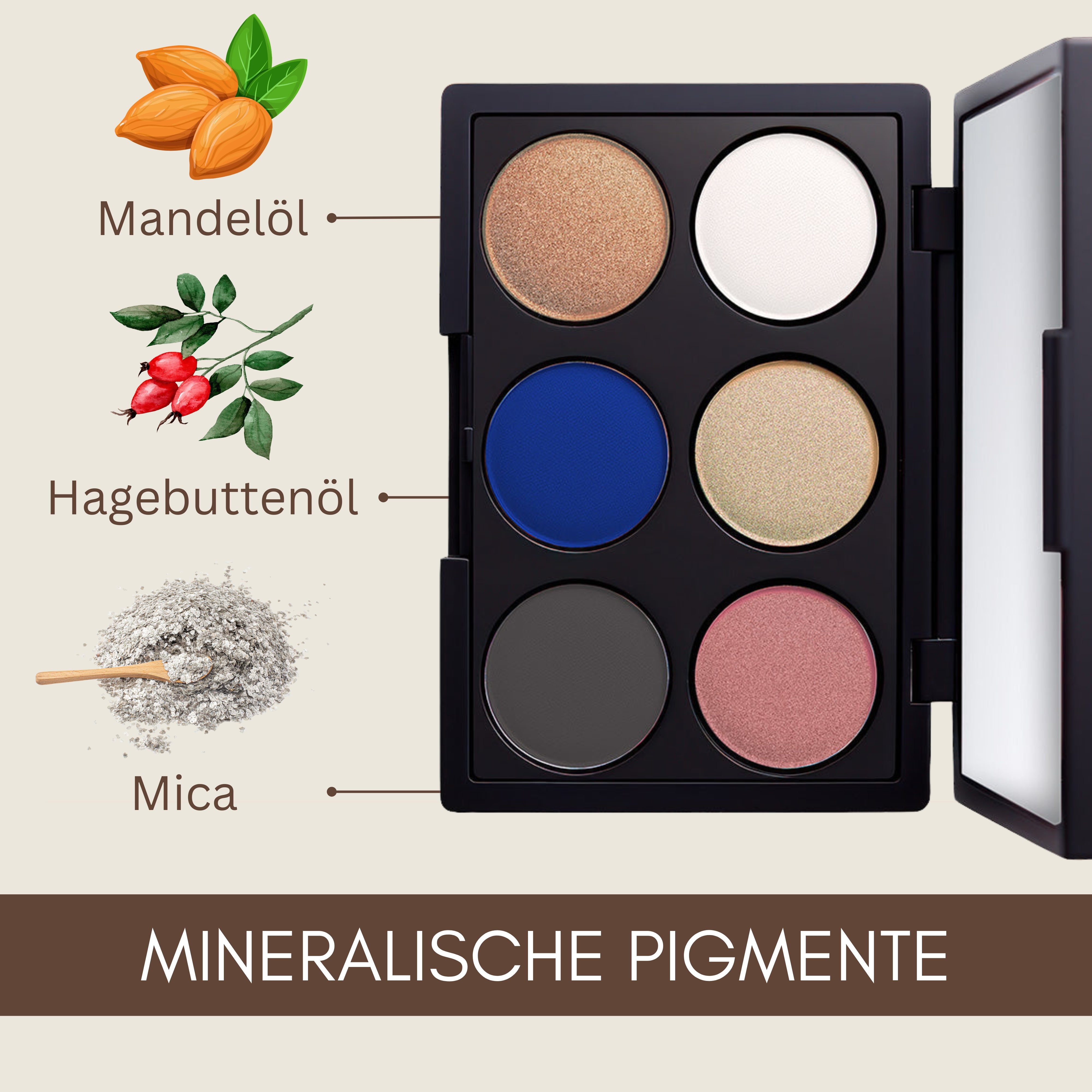 Lidschatten-Palette "Nice Eyes" mit 6 Nuancen | Naturkosmetik